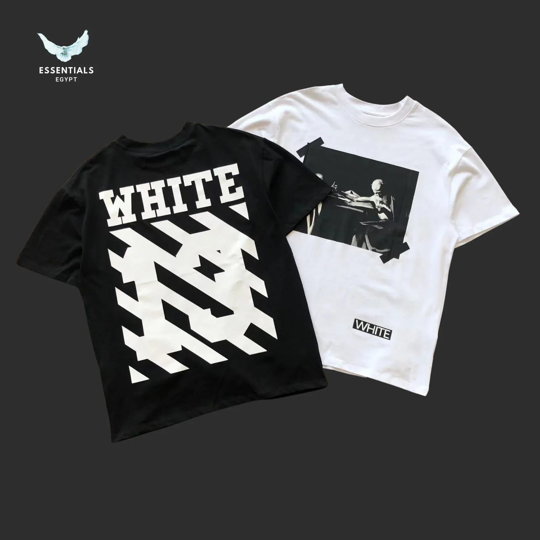 Off - White Diag Spray Tee – Black/White - ESSENTIALS EGYPT