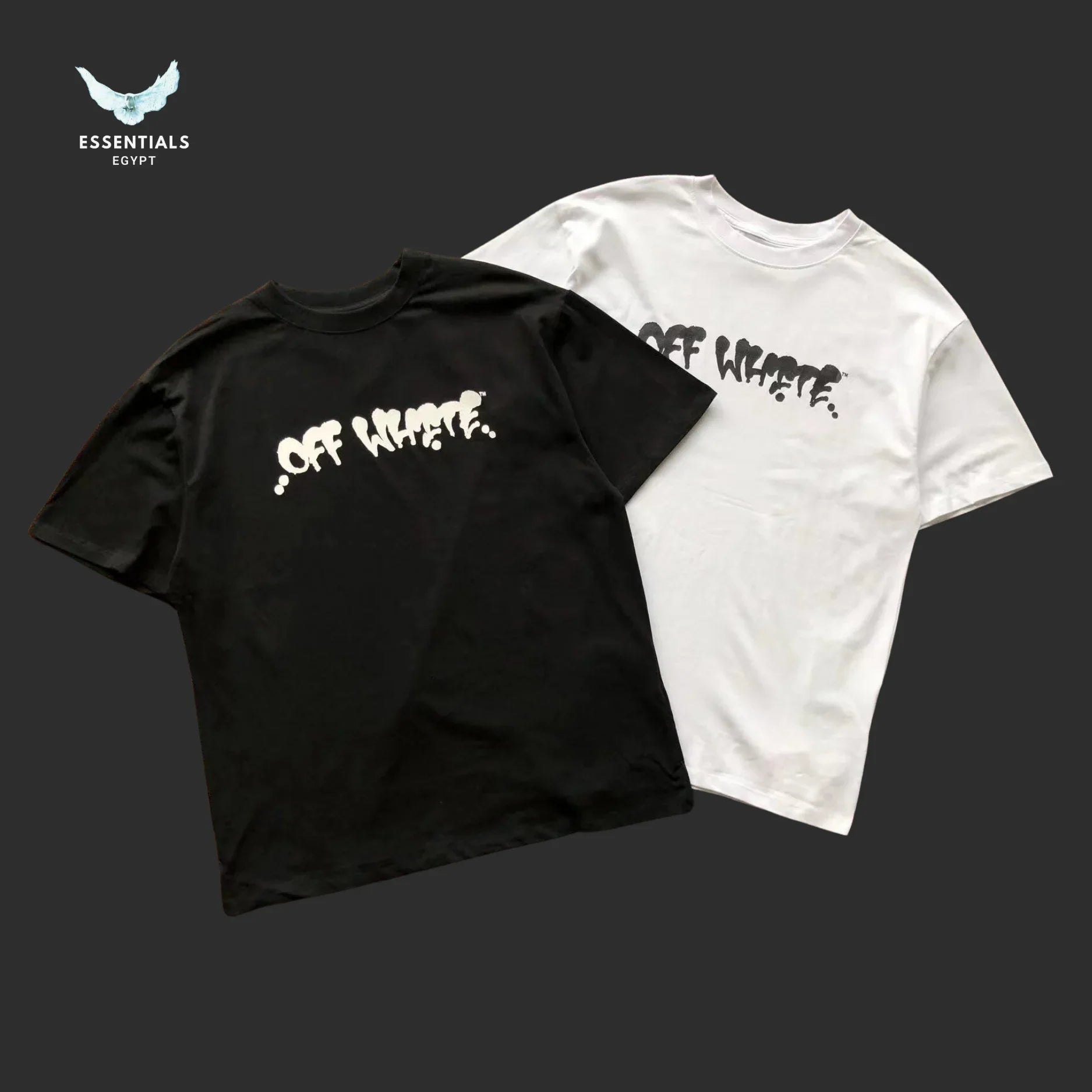 Off - White Fireprint Characters Tee – Black/White - ESSENTIALS EGYPT