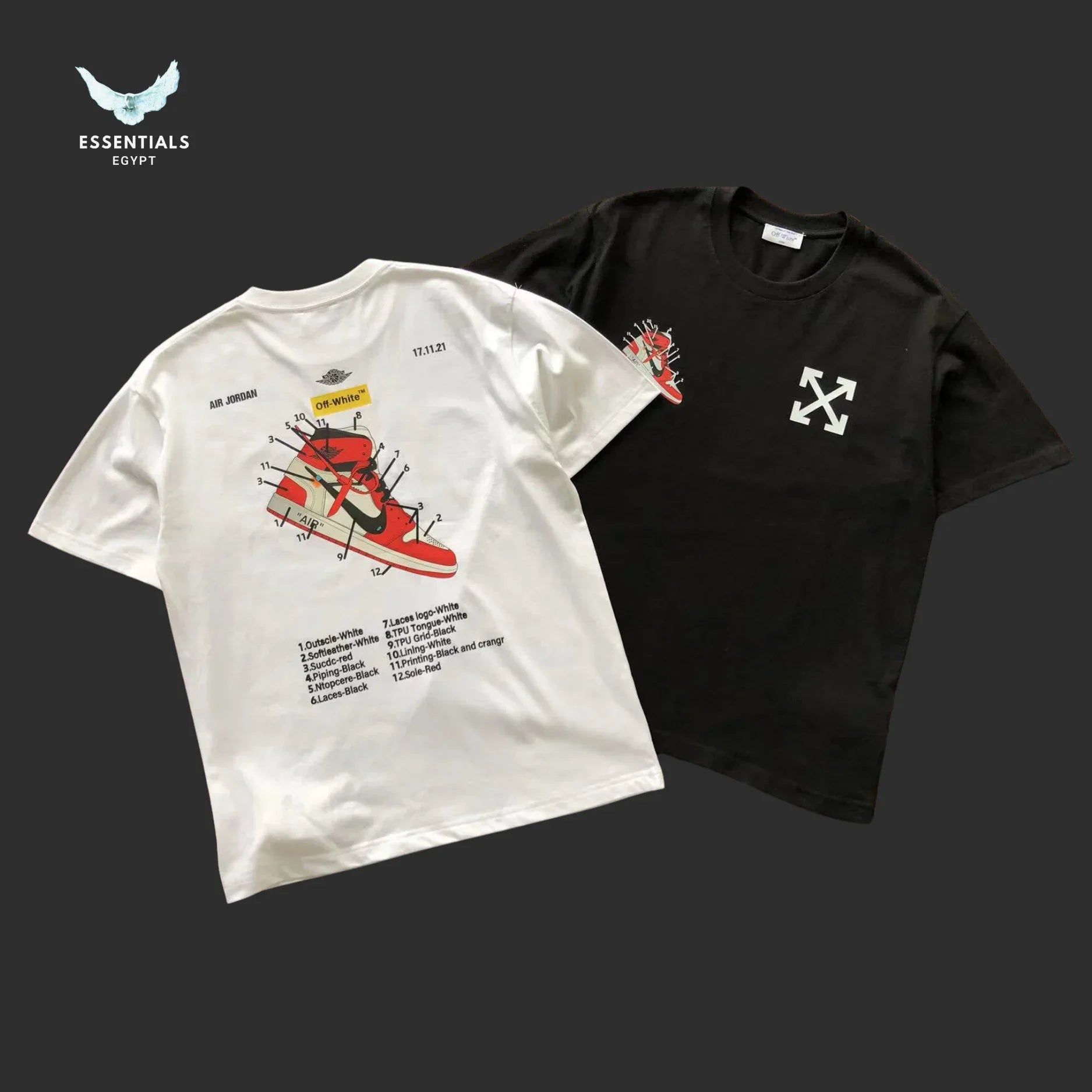 Off - White Ski Cartoon Tee – White/Black - ESSENTIALS EGYPT