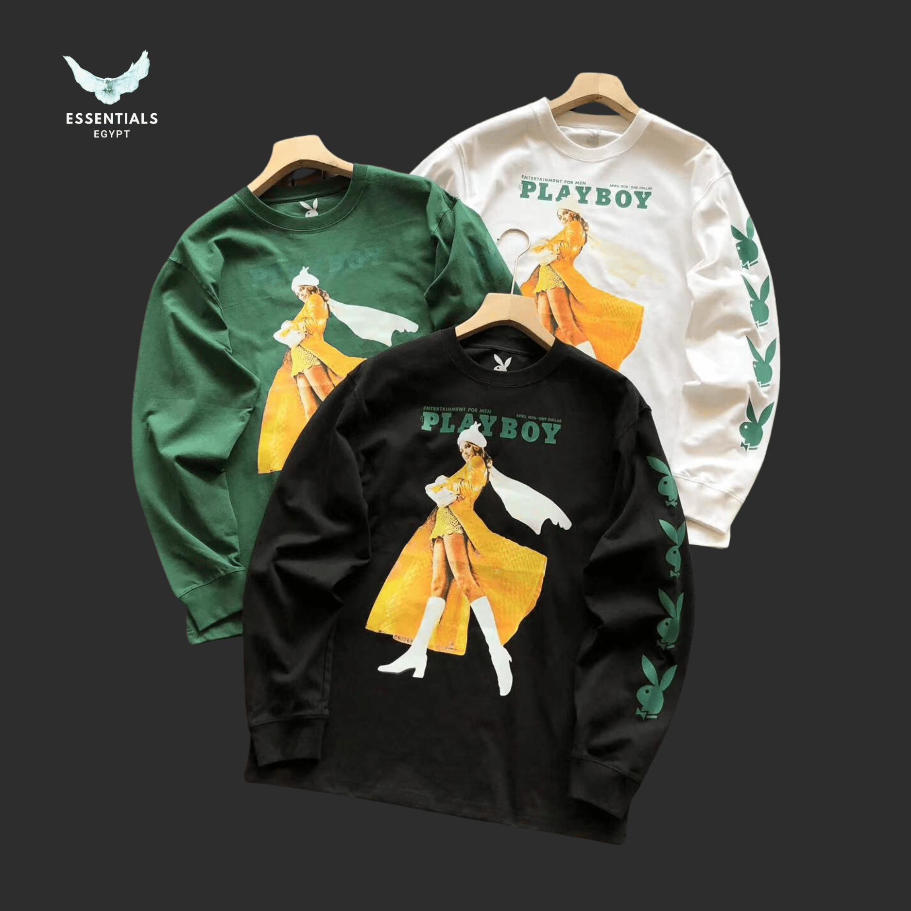 Playboy Long Sleeve T-Shirt – Clean Bunny Graphic - ESSENTIALS EGYPT