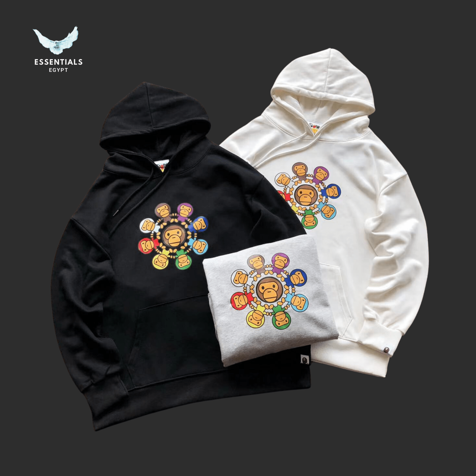 BAPE Hoodie – Rainbow Flower Print - ESSENTIALS EGYPT