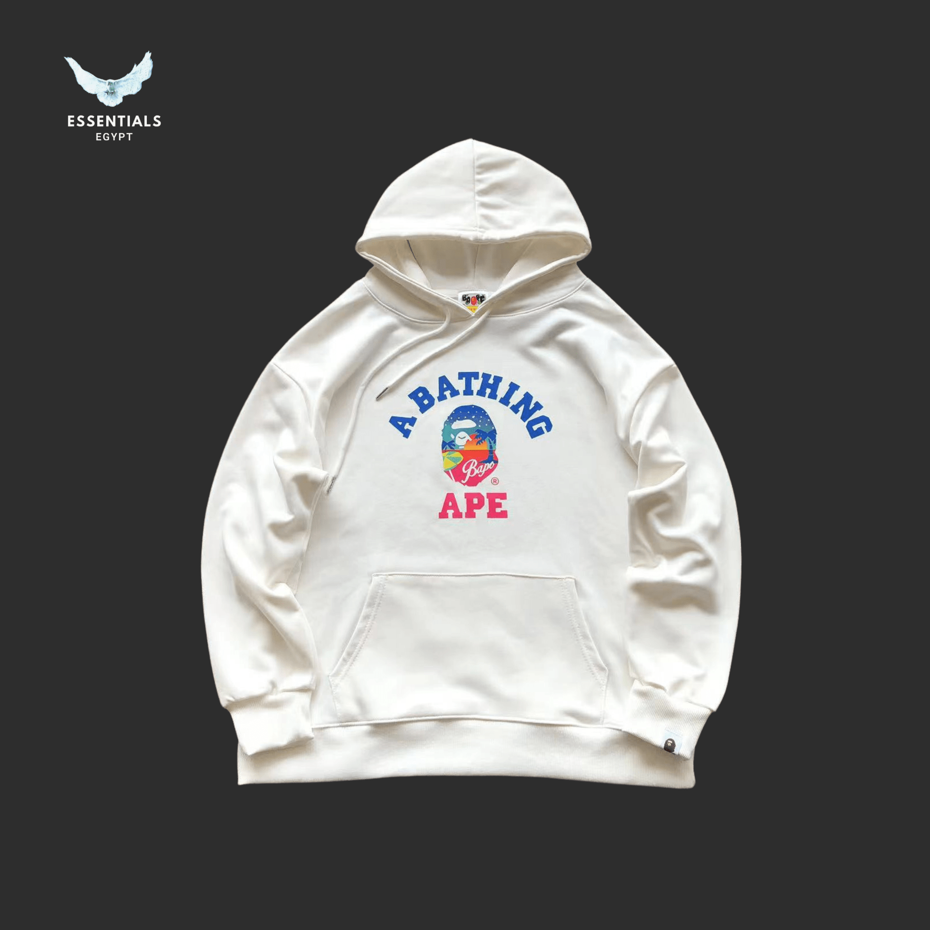 BAPE Hoodie – Red & Blue Ape Logo - ESSENTIALS EGYPT