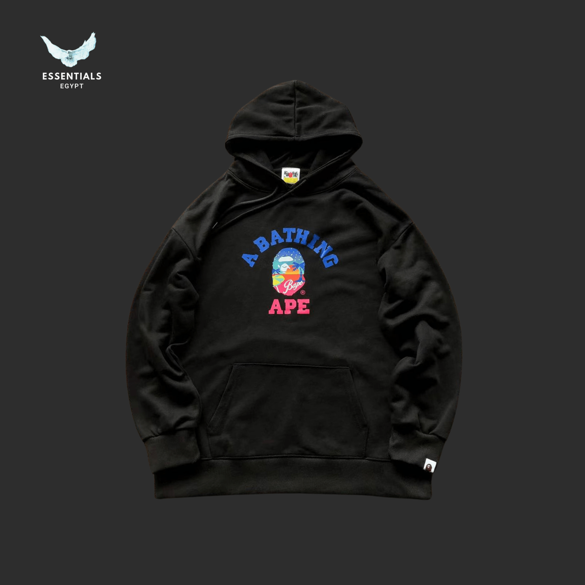 BAPE Hoodie – Red & Blue Ape Logo - ESSENTIALS EGYPT