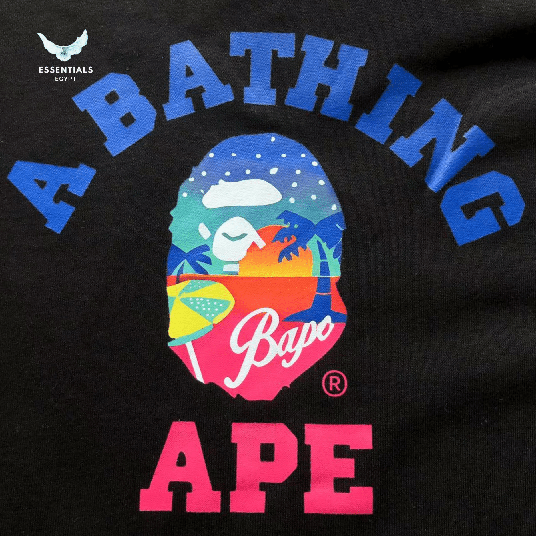 BAPE Hoodie – Red & Blue Ape Logo - ESSENTIALS EGYPT