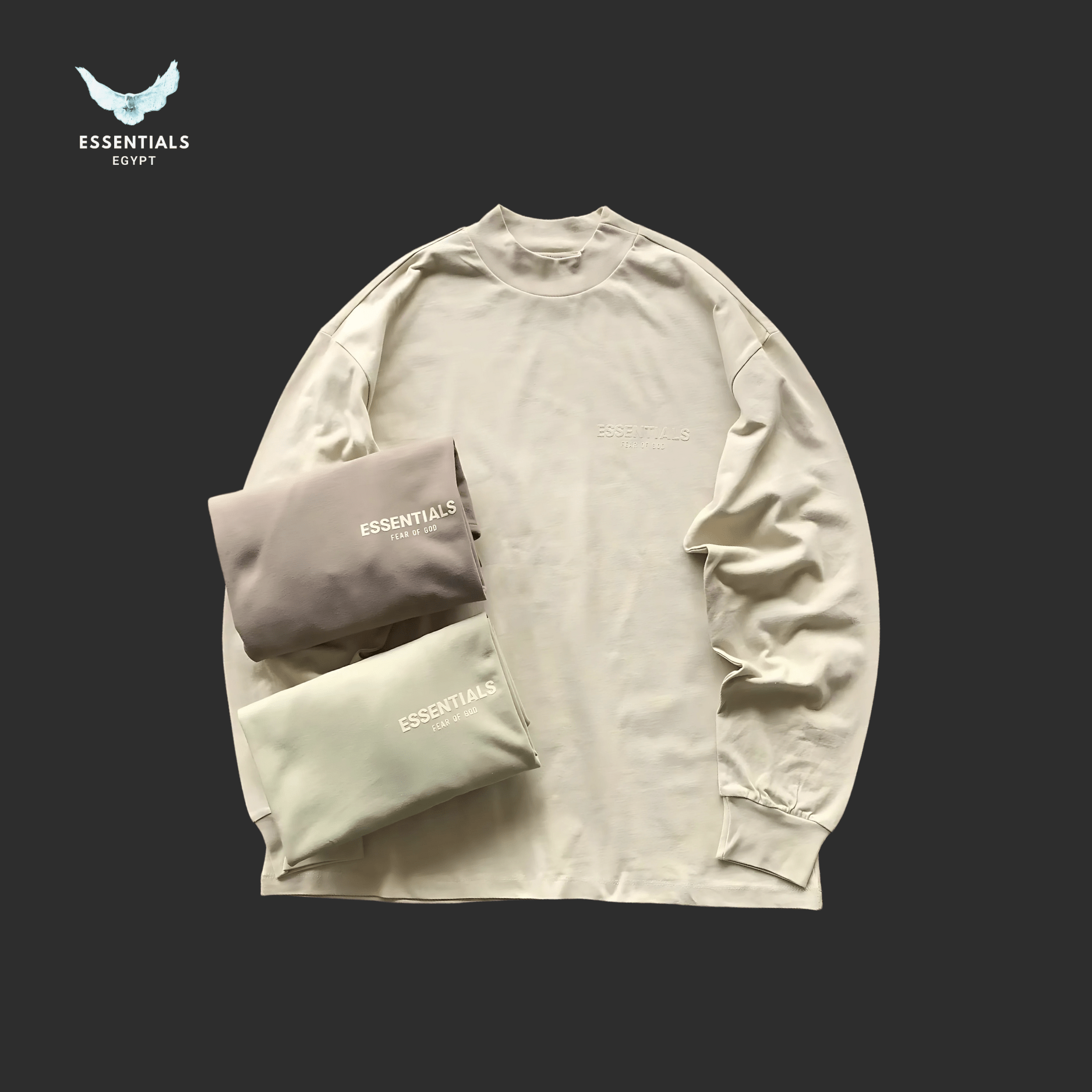 Essentials Long - Sleeve – Raised Chest Logo - ESSENTIALS EGYPT