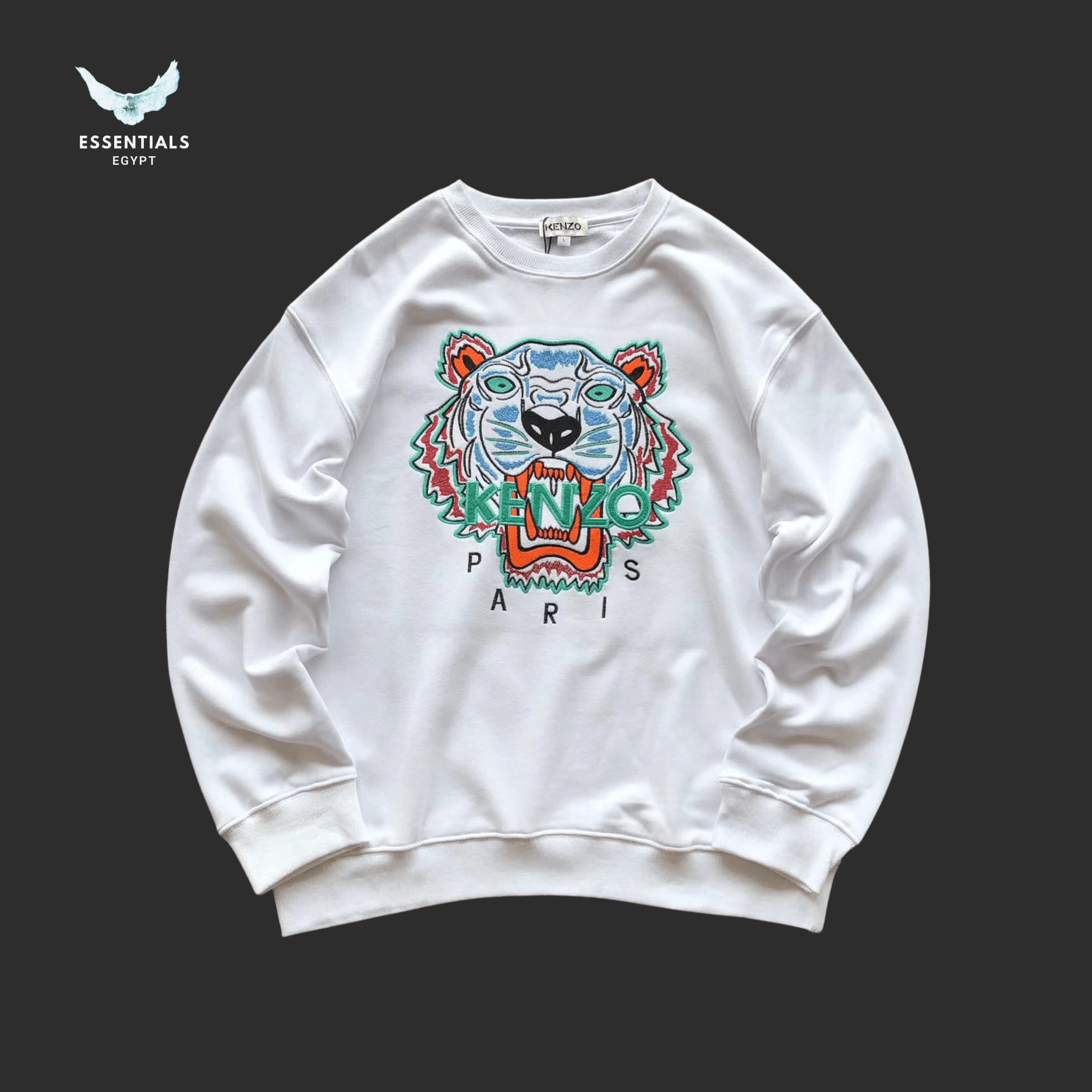 Kenzo Sweater – Classic Tiger Head (White) - ESSENTIALS EGYPT