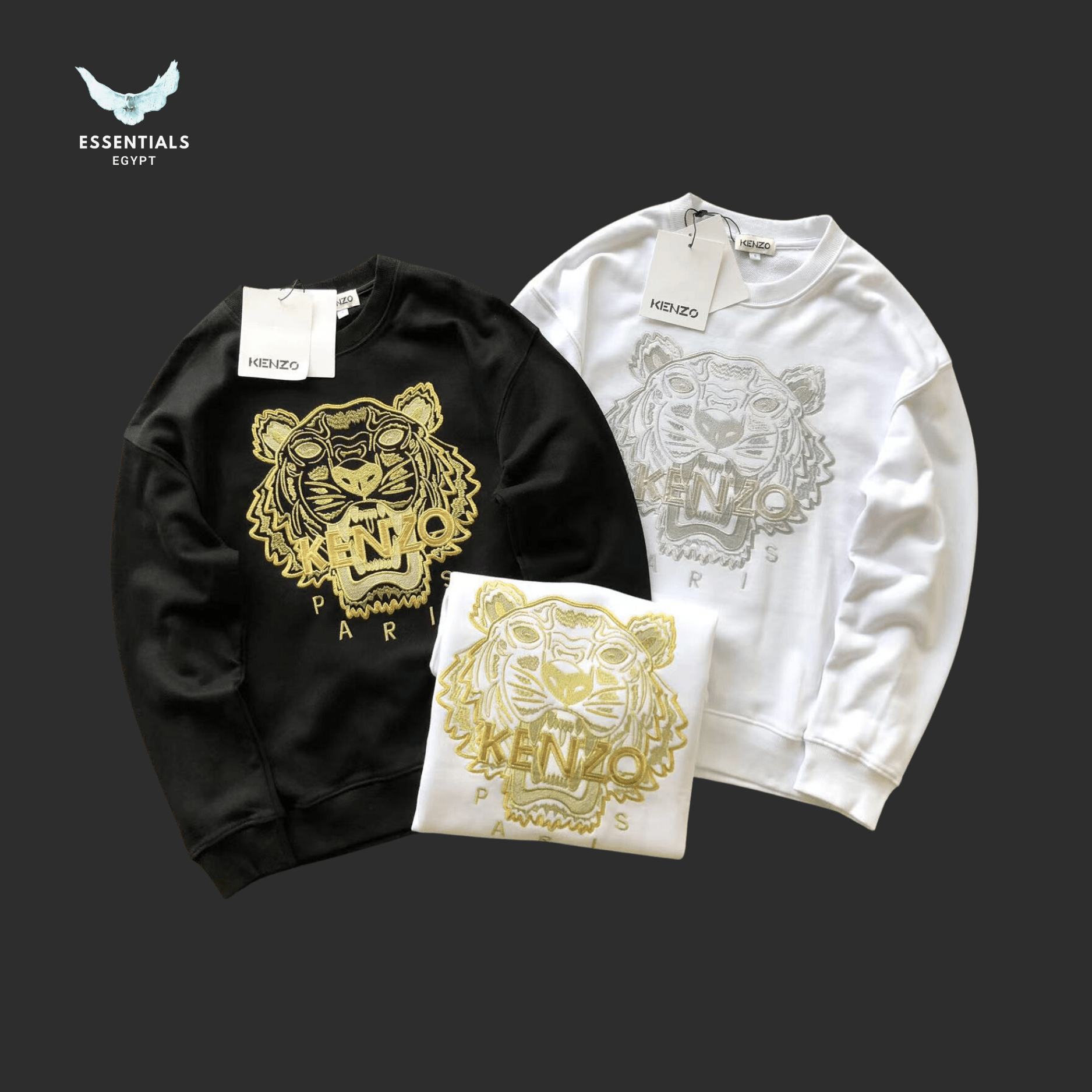 Kenzo Gold Tiger Sweater – Black & White - ESSENTIALS EGYPT