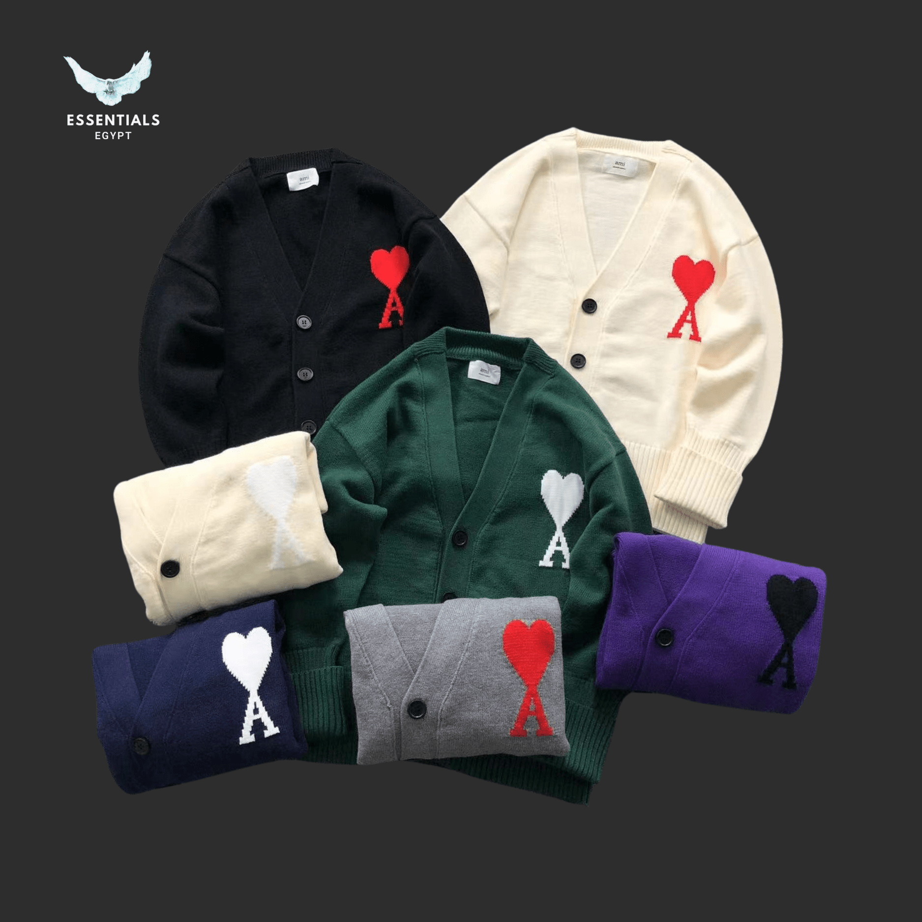 AMI Paris Sweatshirt – Embroidered Heart Crew - ESSENTIALS EGYPT