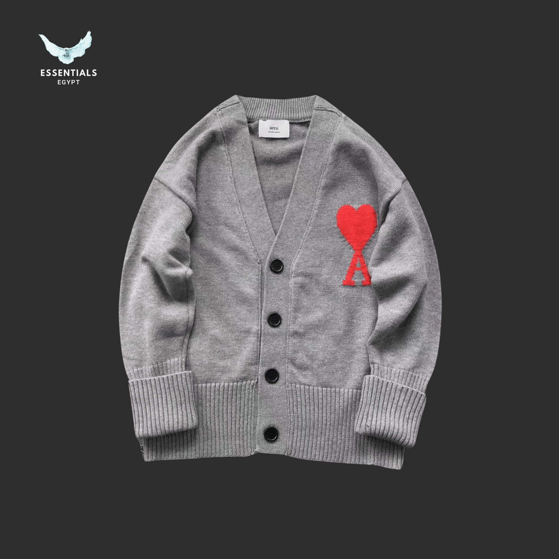 AMI Paris Sweatshirt – Embroidered Heart Crew - ESSENTIALS EGYPT