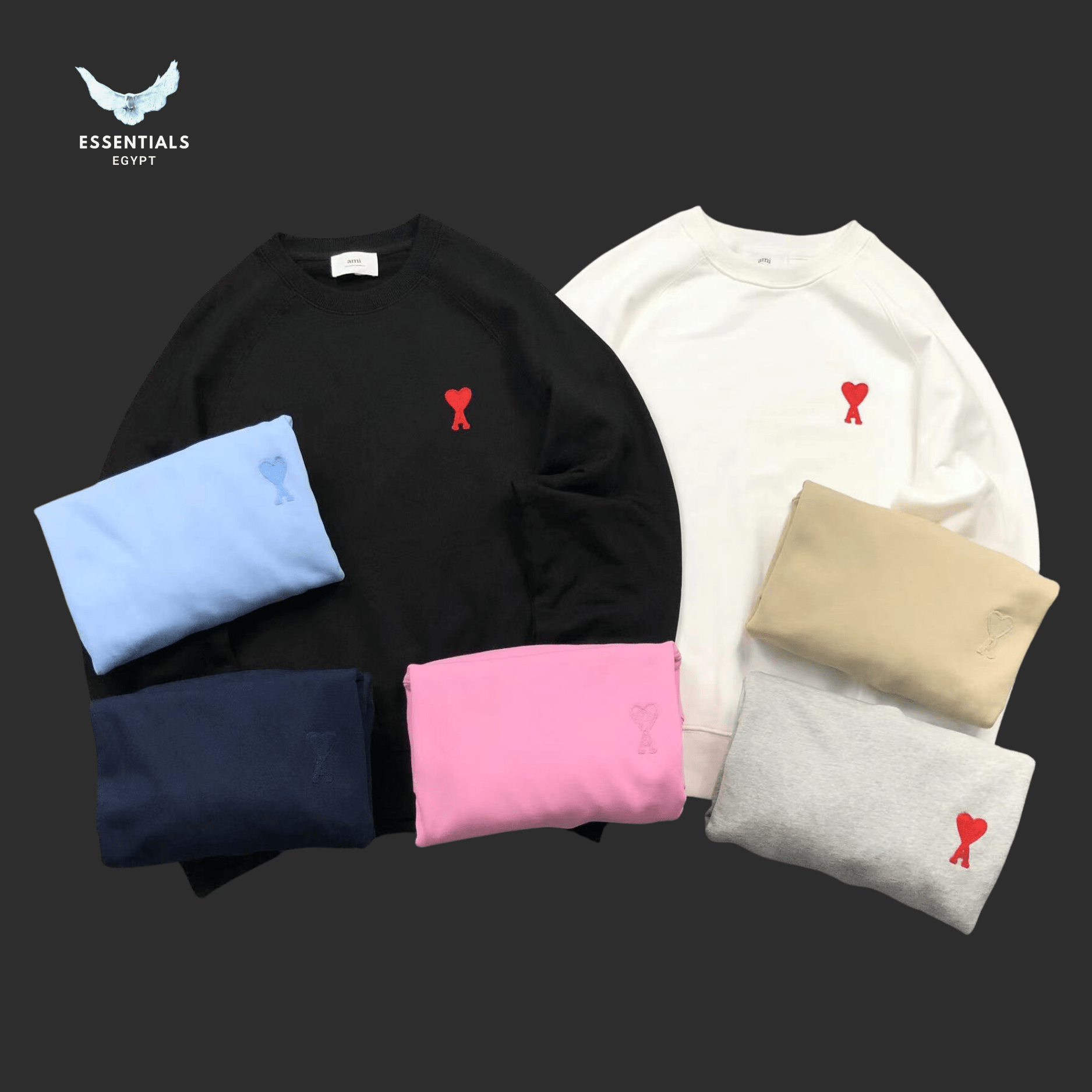 AMI Paris Sweatshirt – Everyday Fit Logo Crew - ESSENTIALS EGYPT