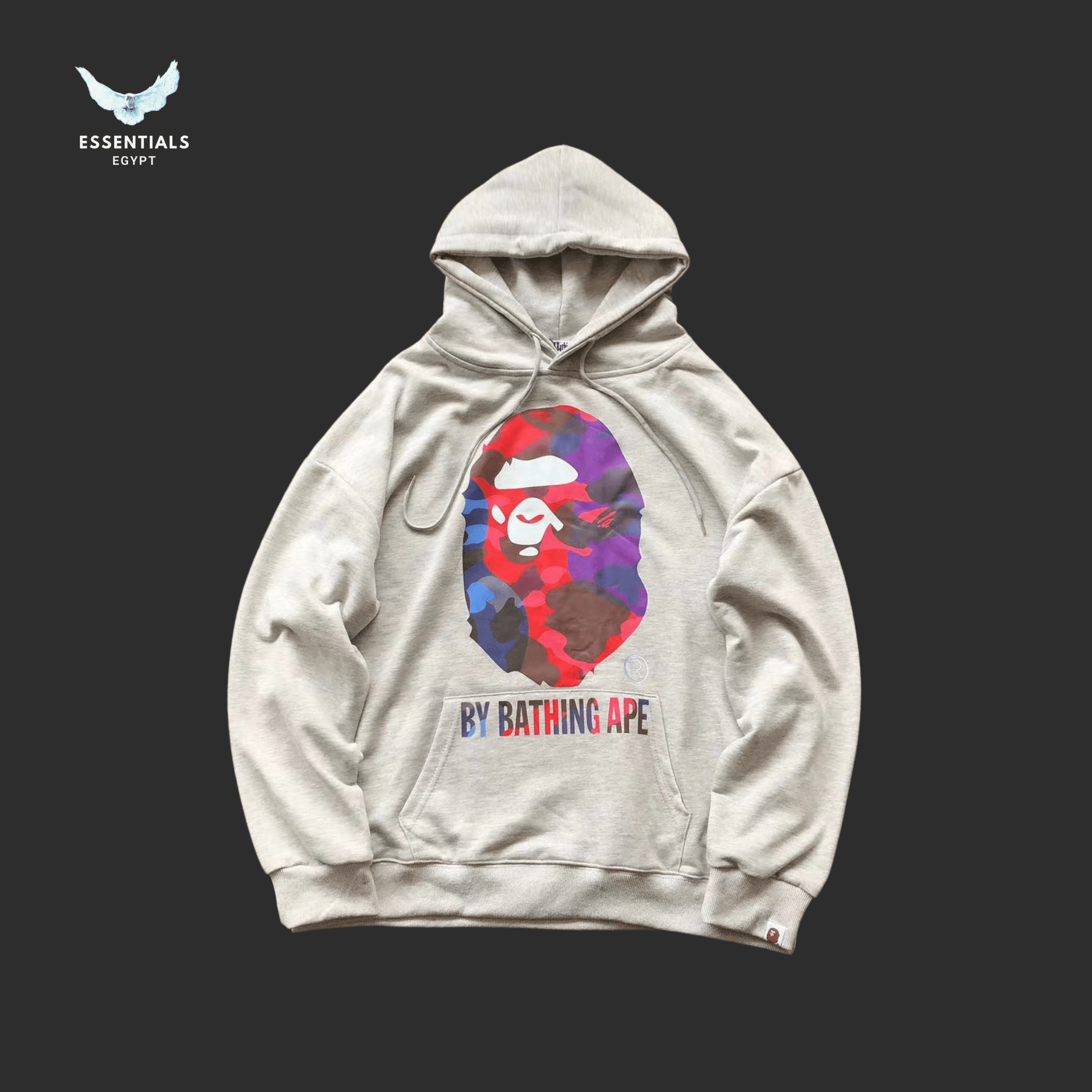 BAPE Dual Color Ape Hoodie – Black Grey - ESSENTIALS EGYPT