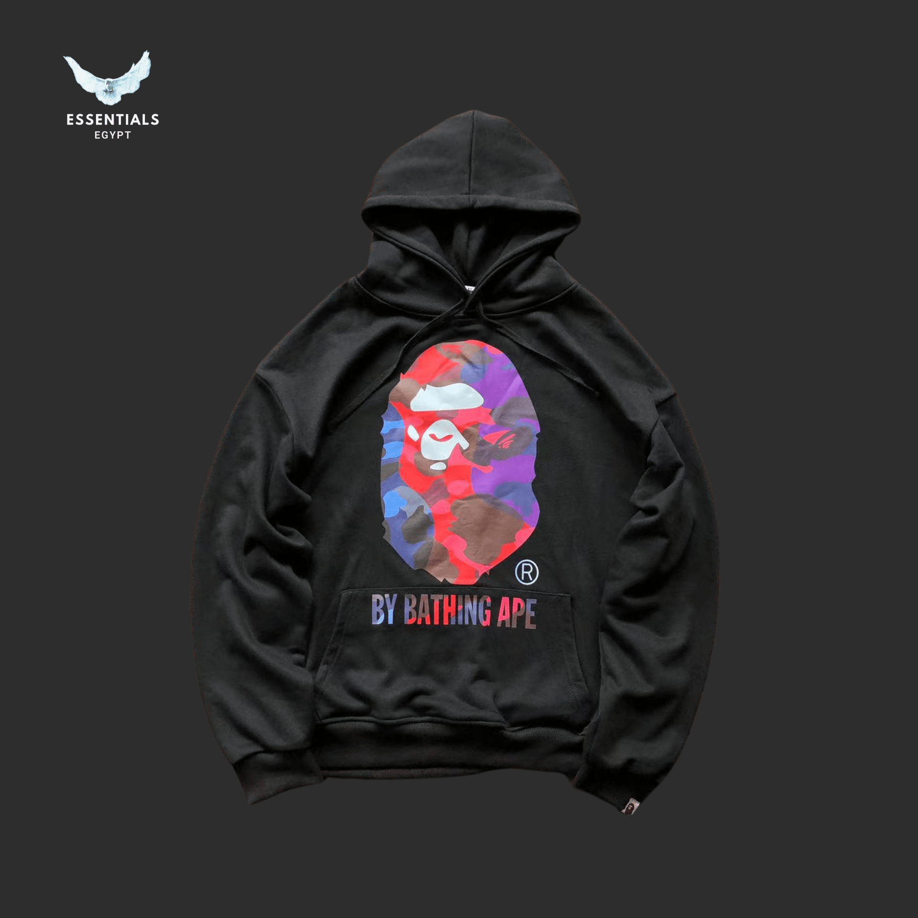 BAPE Dual Color Ape Hoodie – Black Grey - ESSENTIALS EGYPT