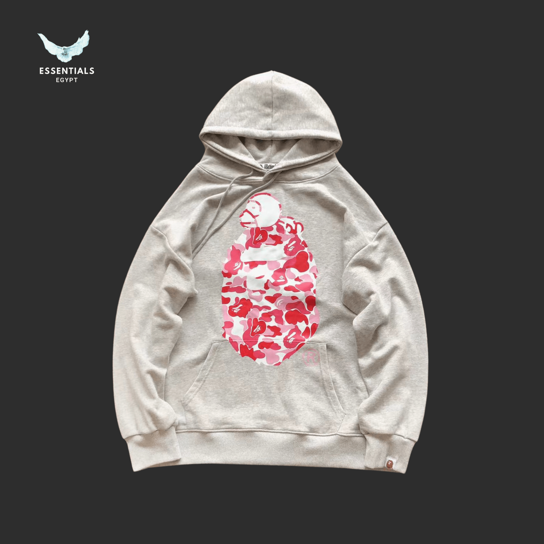 BAPE Pink Camo Ape Hoodie – Black & Grey - ESSENTIALS EGYPT