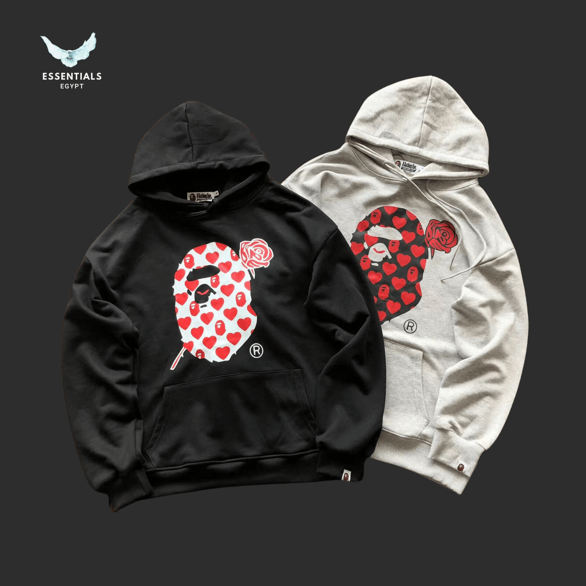 BAPE Heart Camo Ape Hoodie – Red - ESSENTIALS EGYPT