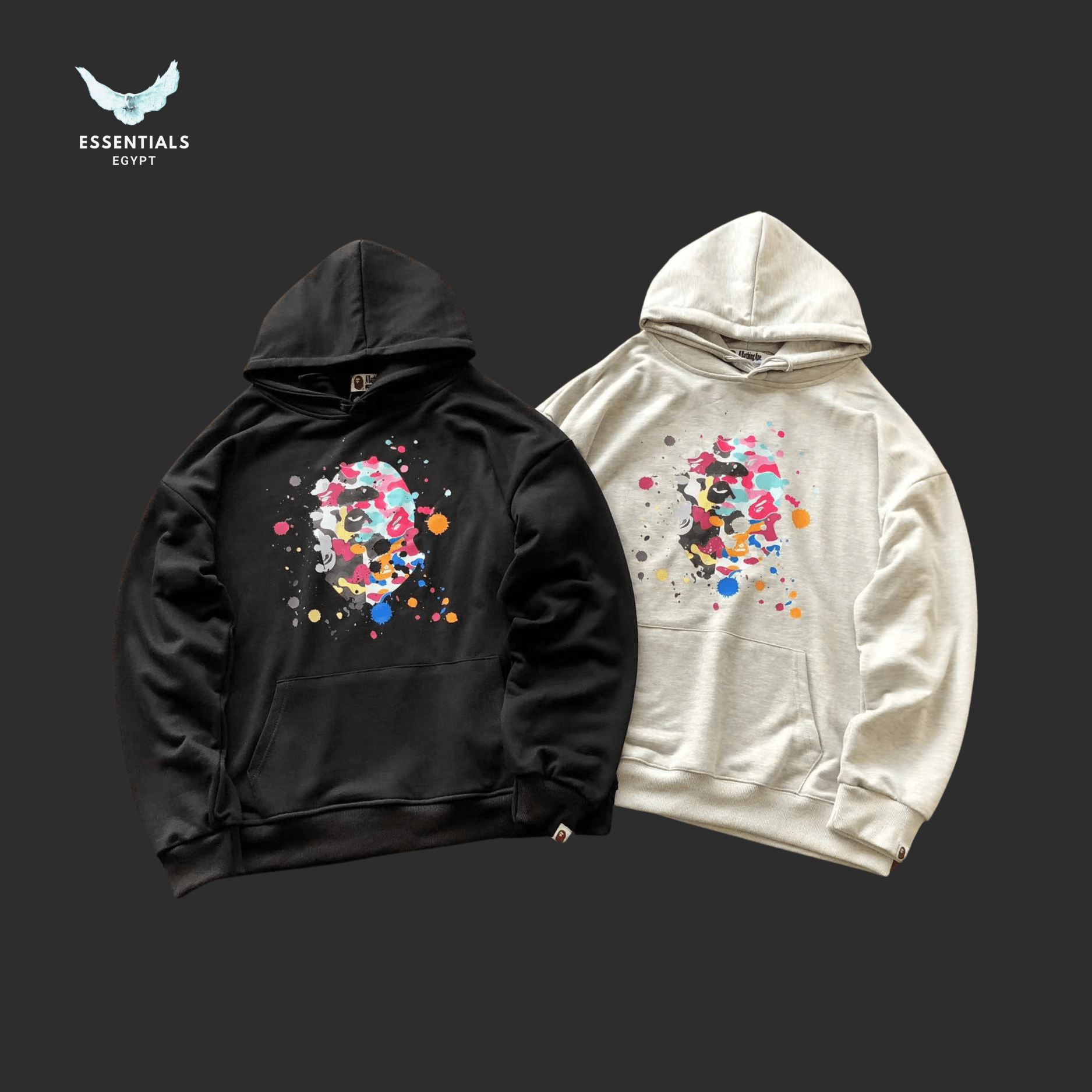 BAPE Paint Splatter Ape Hoodie – Street Art Drop - ESSENTIALS EGYPT