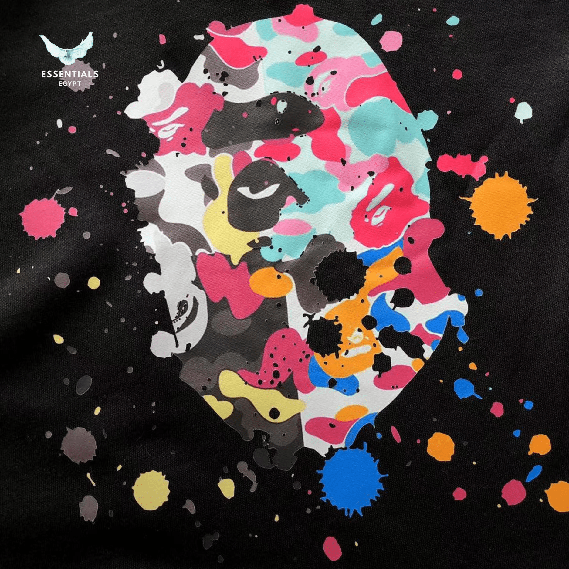 BAPE Paint Splatter Ape Hoodie – Street Art Drop - ESSENTIALS EGYPT