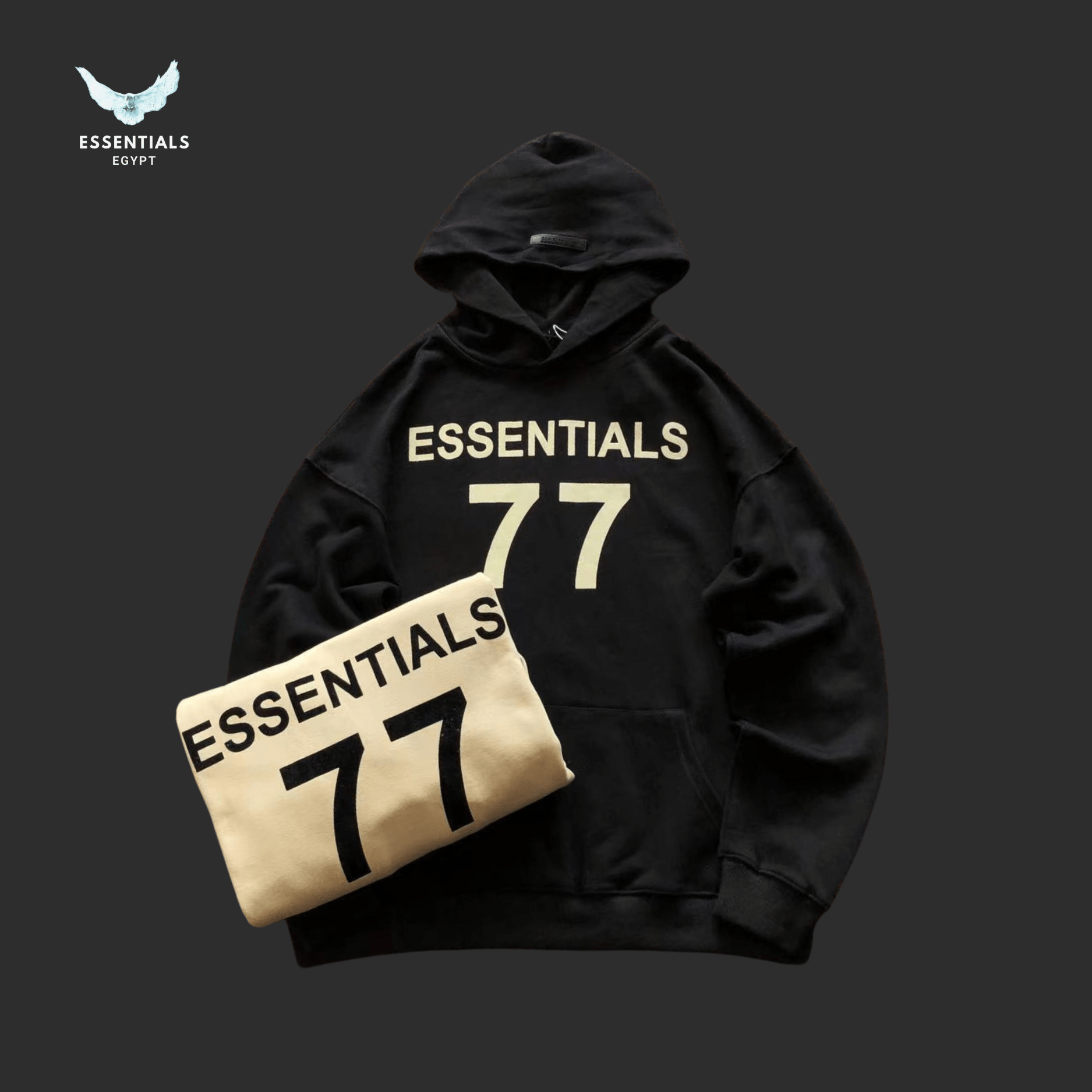 Essentials Hoodie – 77 Logo Print - ESSENTIALS EGYPT