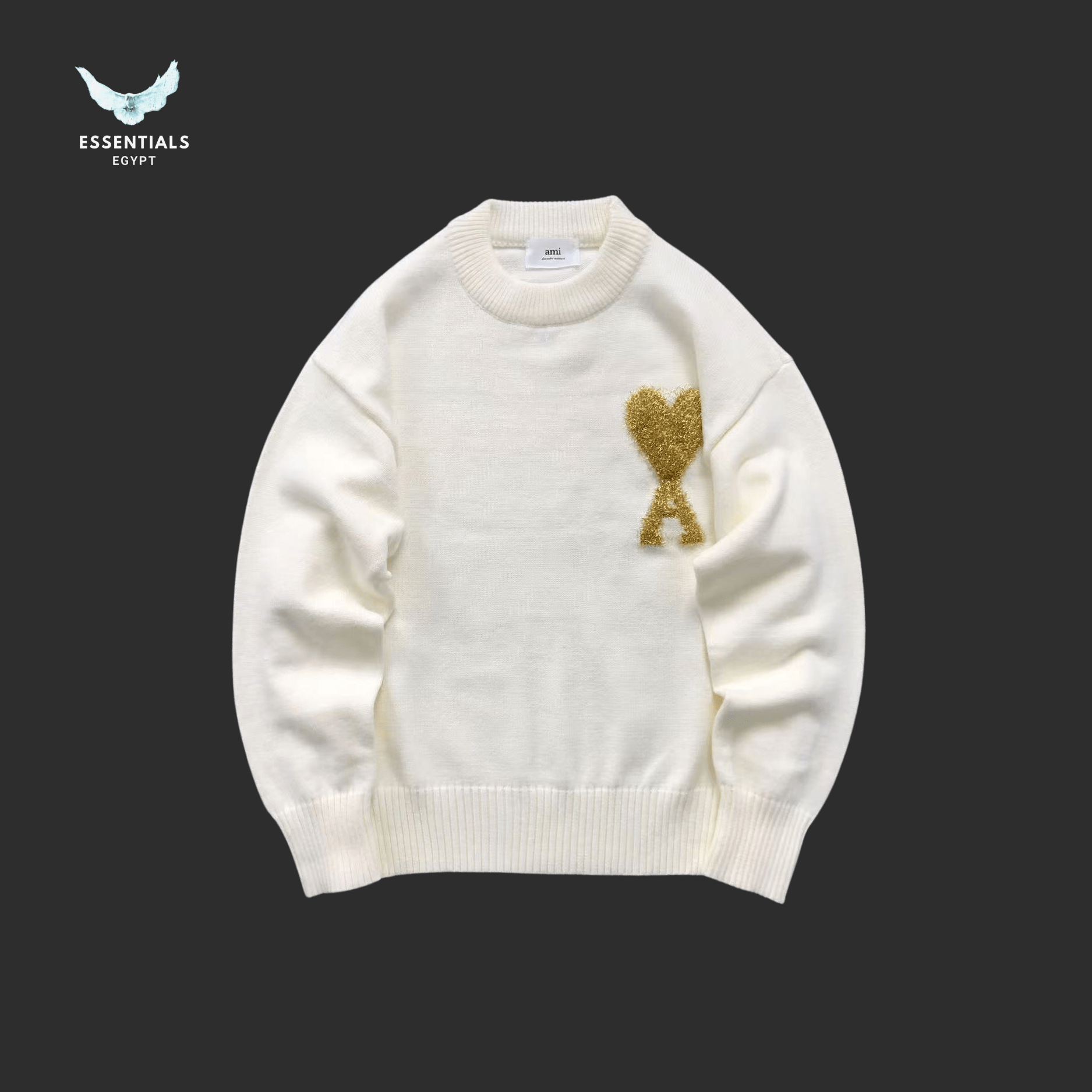AMI Paris Sweatshirt – Gold & Silver Heart Knit - ESSENTIALS EGYPT