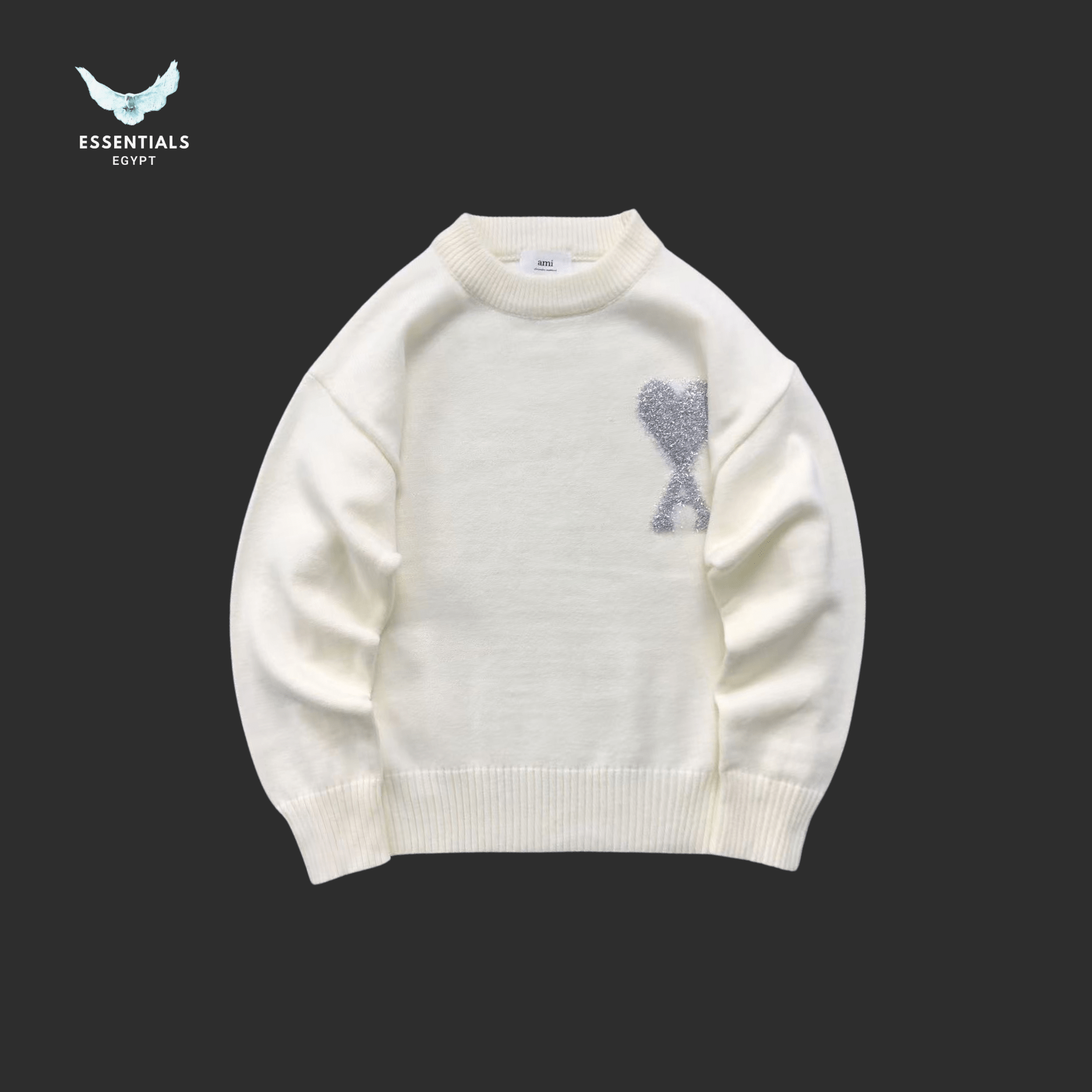 AMI Paris Sweatshirt – Gold & Silver Heart Knit - ESSENTIALS EGYPT