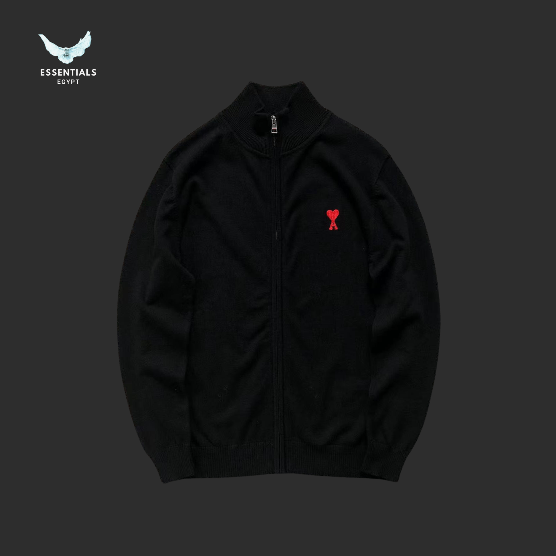 AMI Paris Sweatshirt – Zip - Up Minimal Logo - ESSENTIALS EGYPT