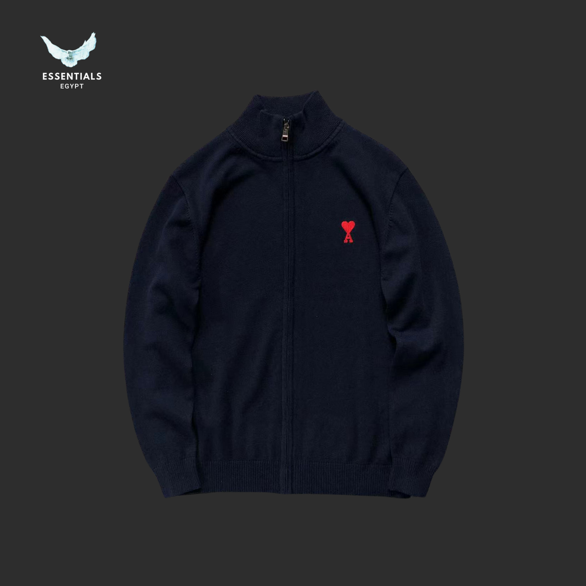 AMI Paris Sweatshirt – Zip-Up Minimal Logo - ESSENTIALS EGYPT