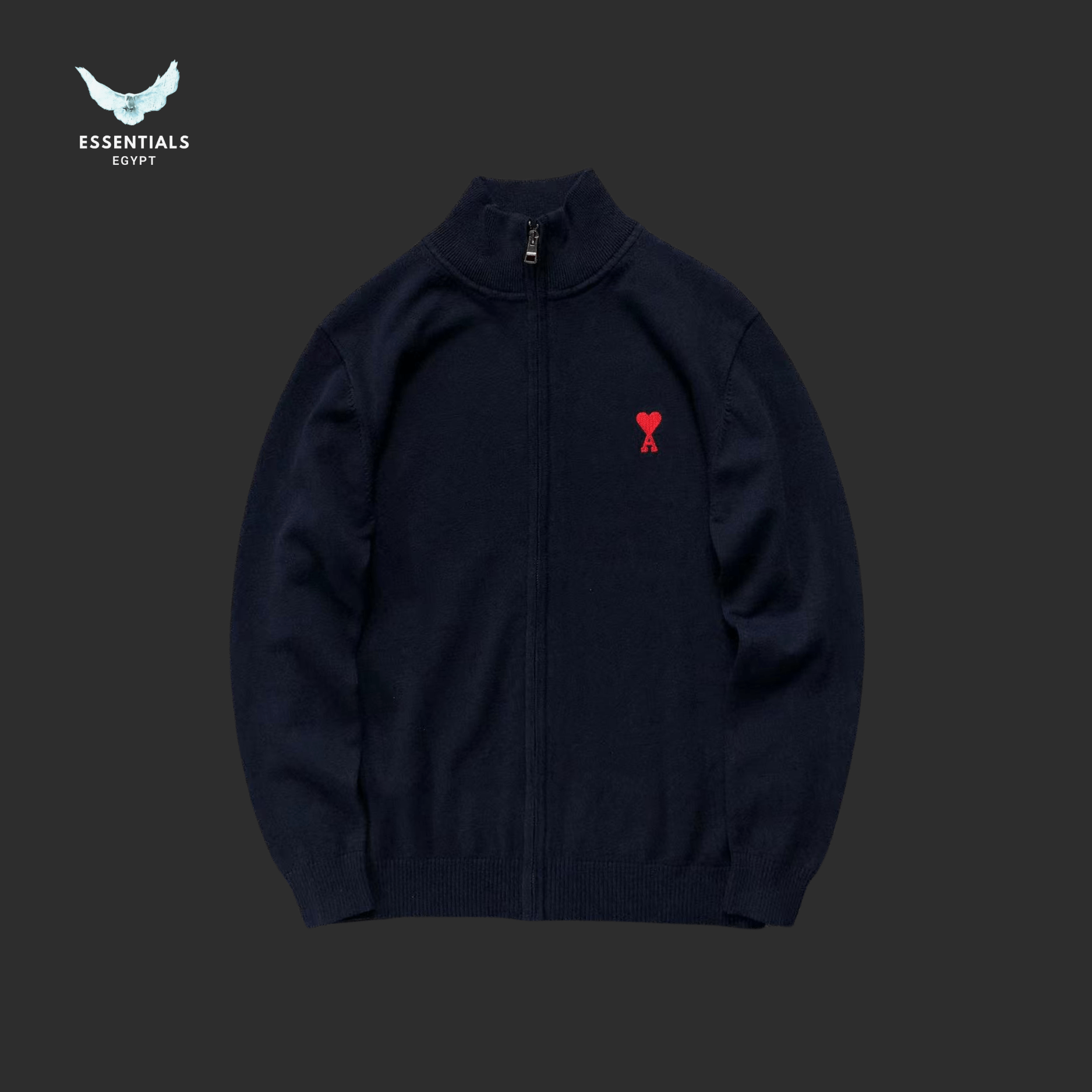 AMI Paris Sweatshirt – Zip - Up Minimal Logo - ESSENTIALS EGYPT