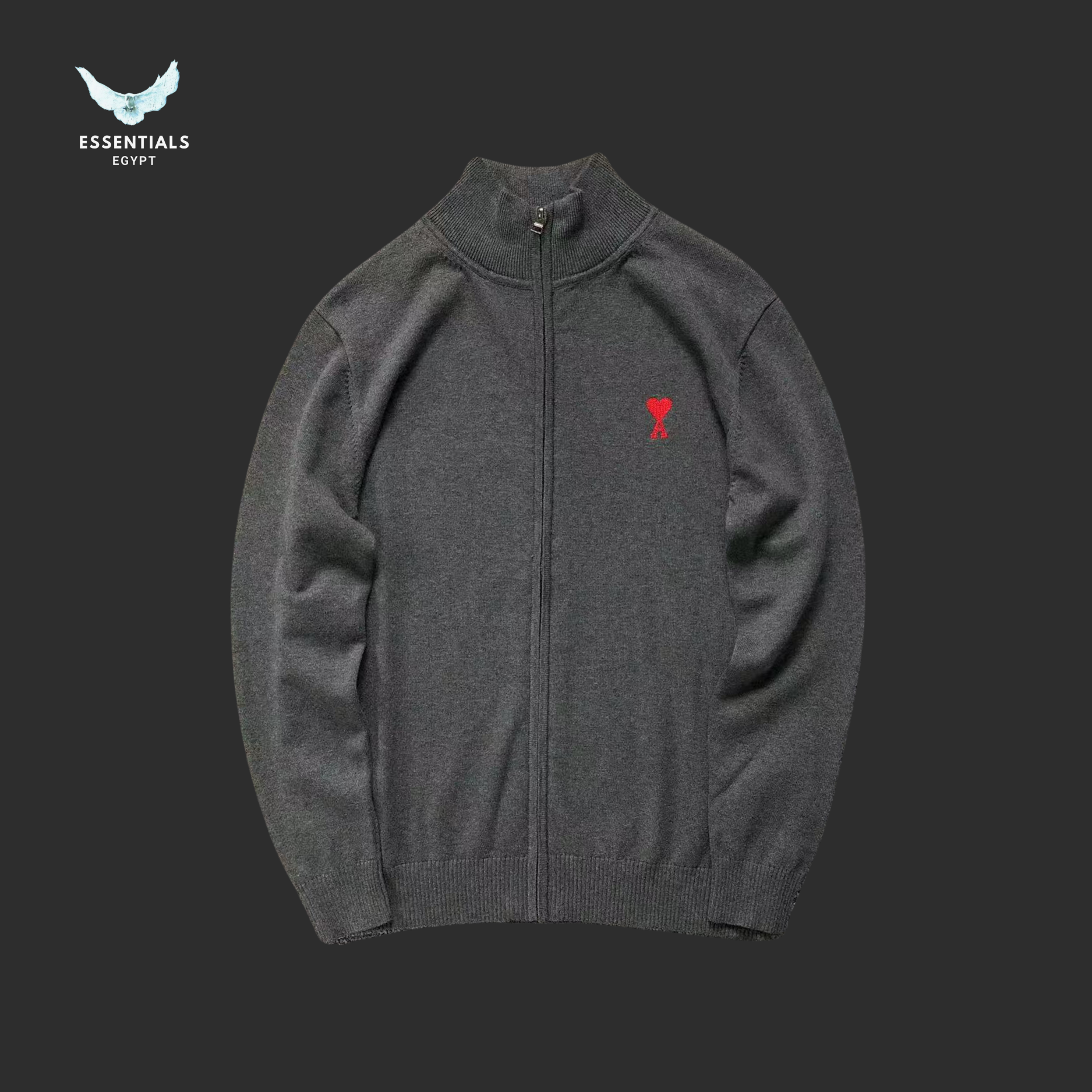 AMI Paris Sweatshirt – Zip-Up Minimal Logo - ESSENTIALS EGYPT