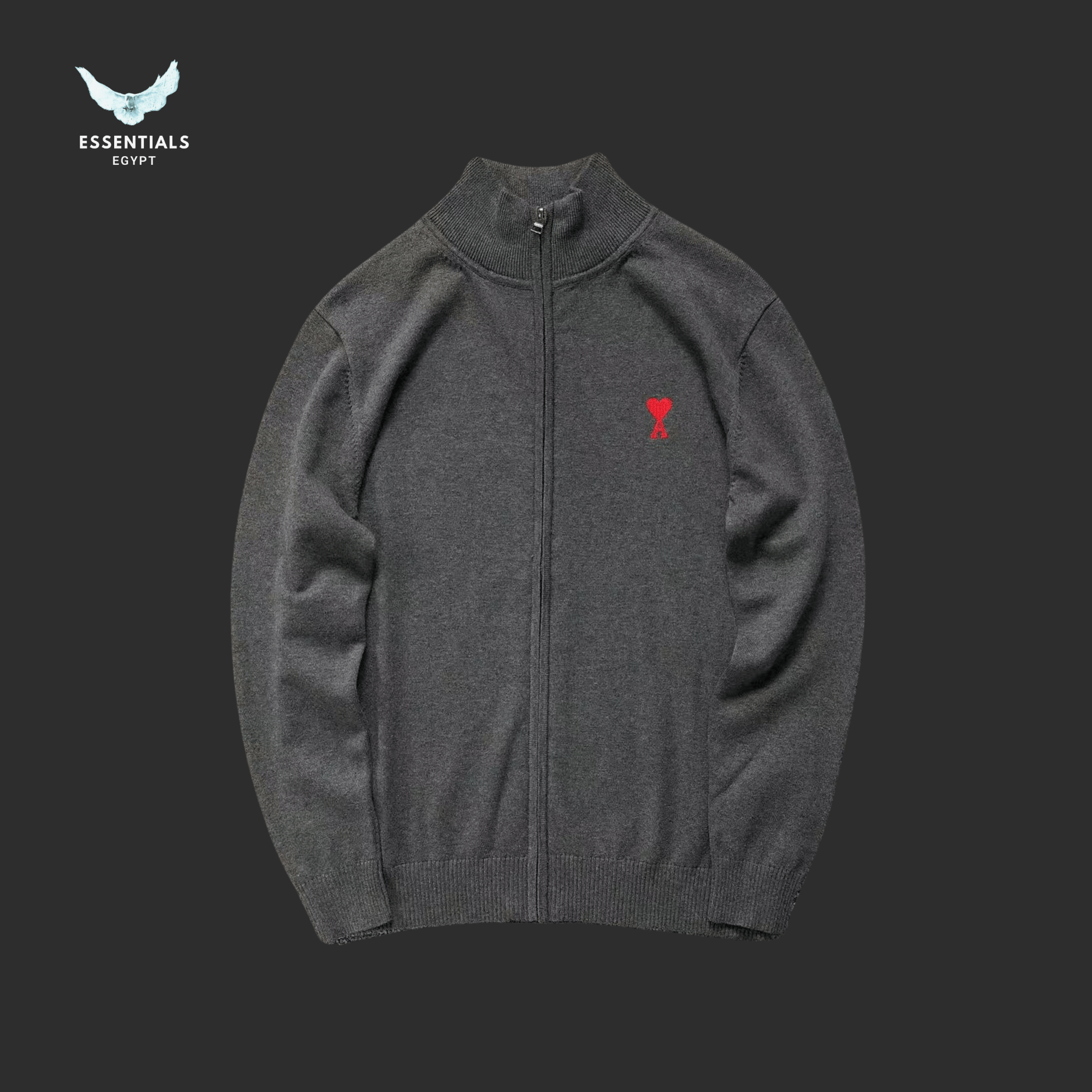 AMI Paris Sweatshirt – Zip - Up Minimal Logo - ESSENTIALS EGYPT