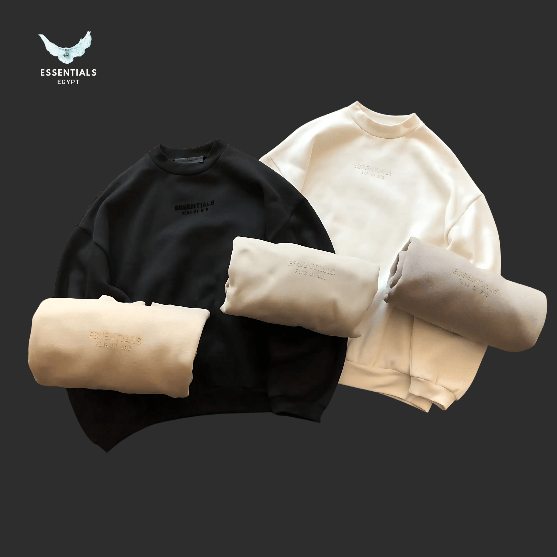 Essentials Sweatshirt – Classic Black & Cream - ESSENTIALS EGYPT