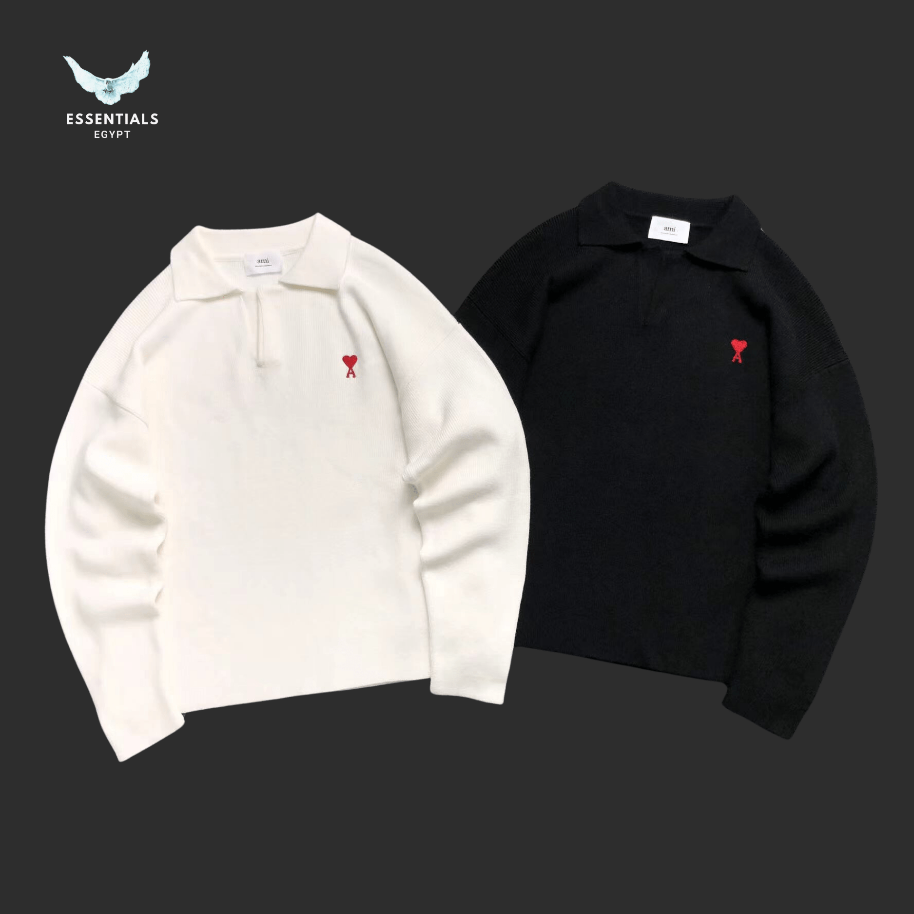 AMI Paris Sweatshirt – Polo Collar Minimal - ESSENTIALS EGYPT