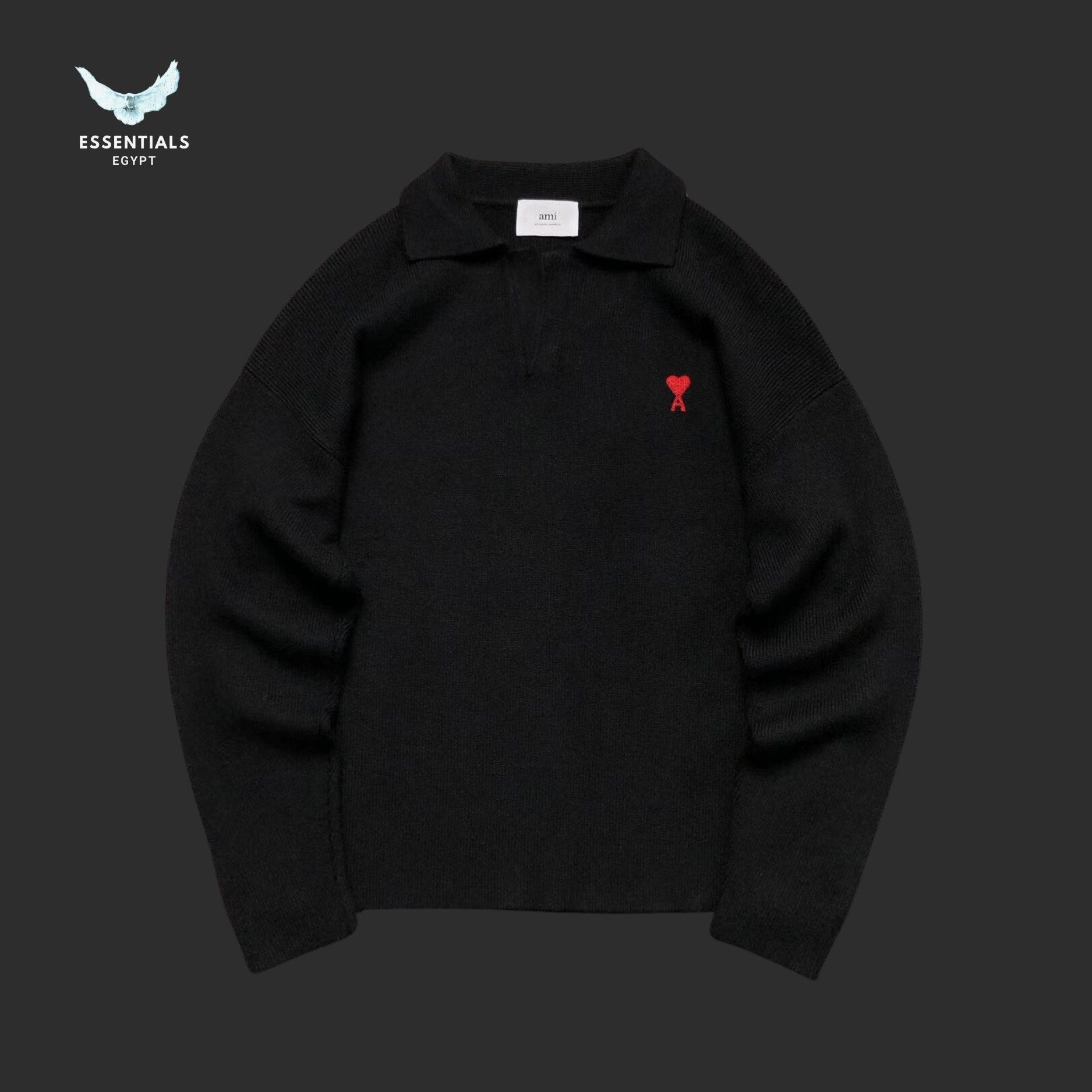 AMI Paris Sweatshirt – Polo Collar Minimal - ESSENTIALS EGYPT
