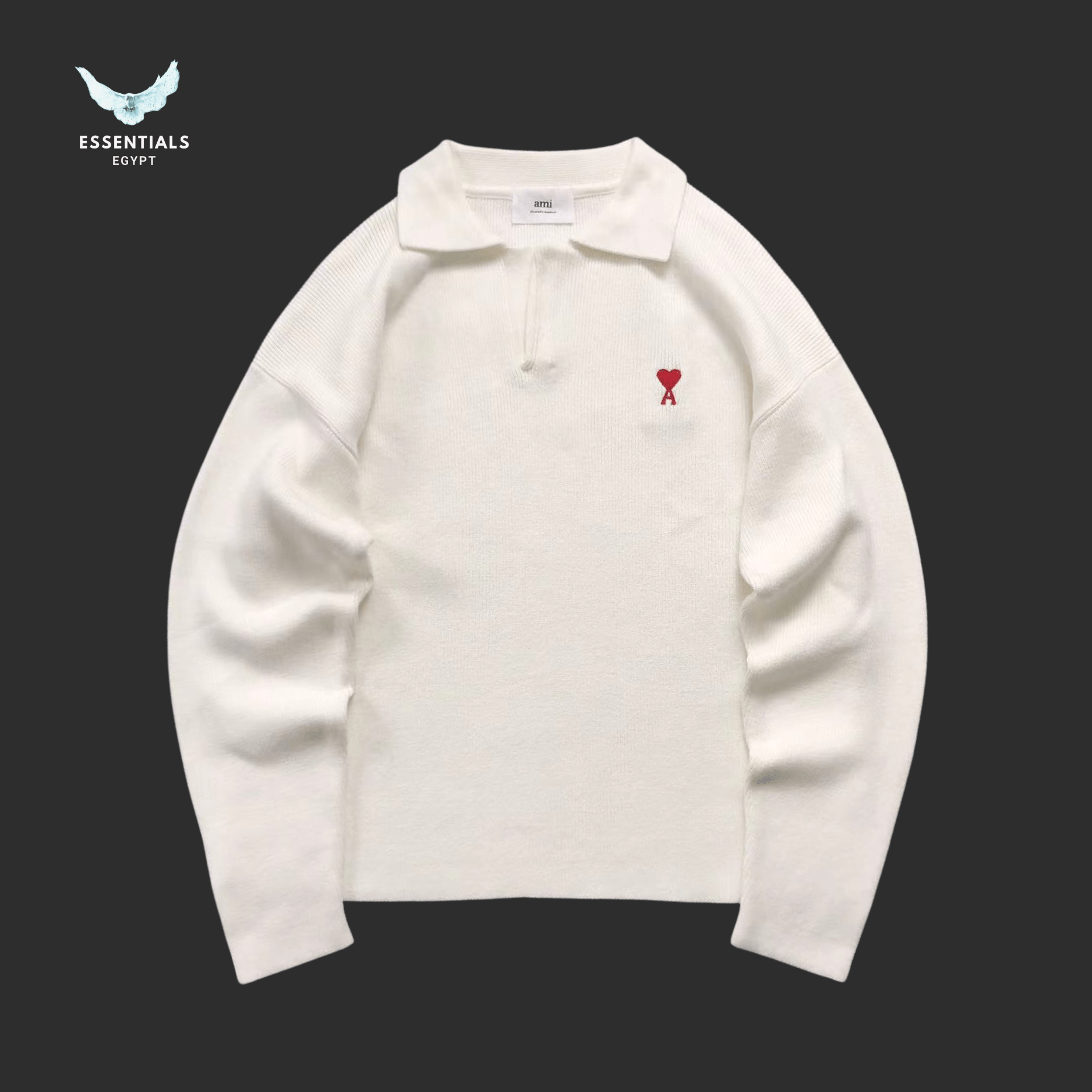 AMI Paris Sweatshirt – Polo Collar Minimal - ESSENTIALS EGYPT