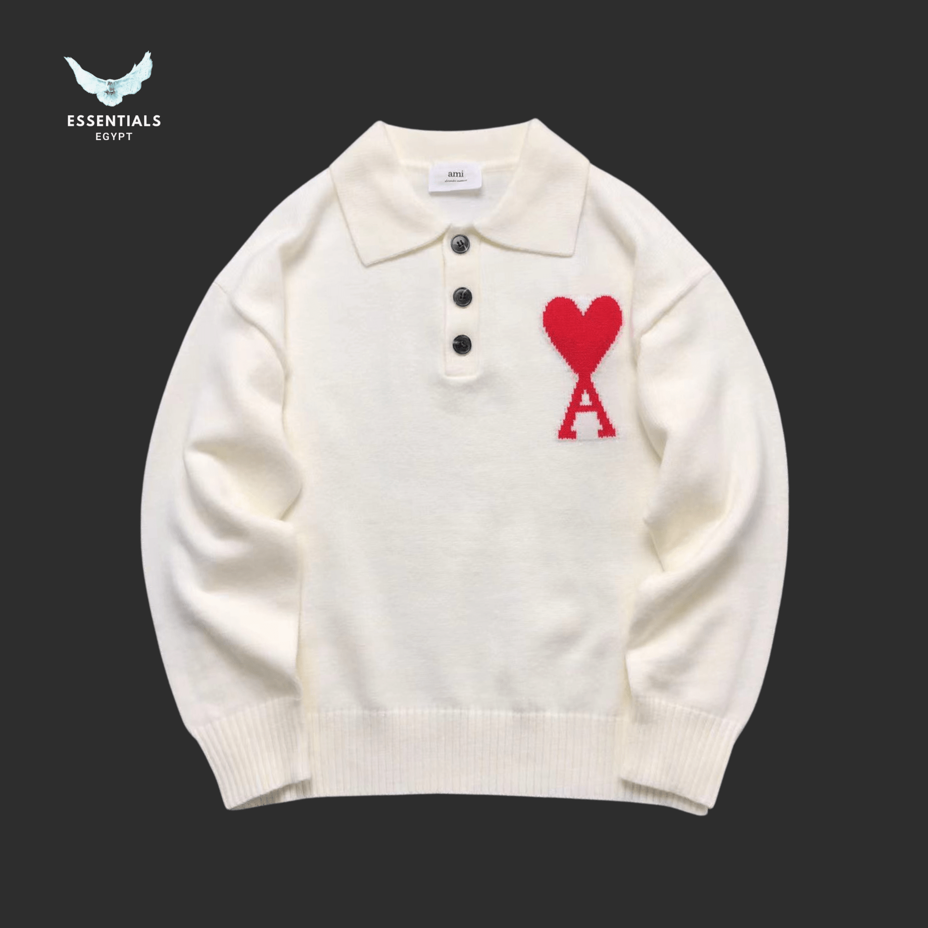 AMI Paris Polo Sweatshirt – Embroidered Heart - ESSENTIALS EGYPT