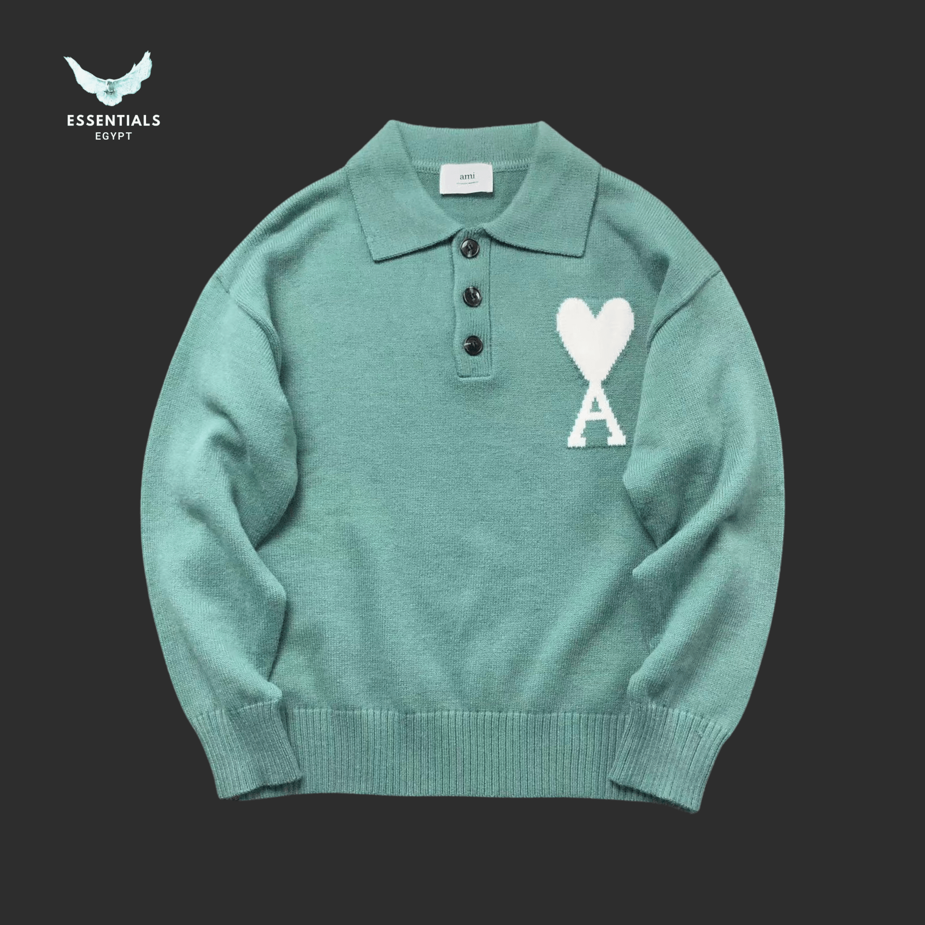 AMI Paris Polo Sweatshirt – Embroidered Heart - ESSENTIALS EGYPT