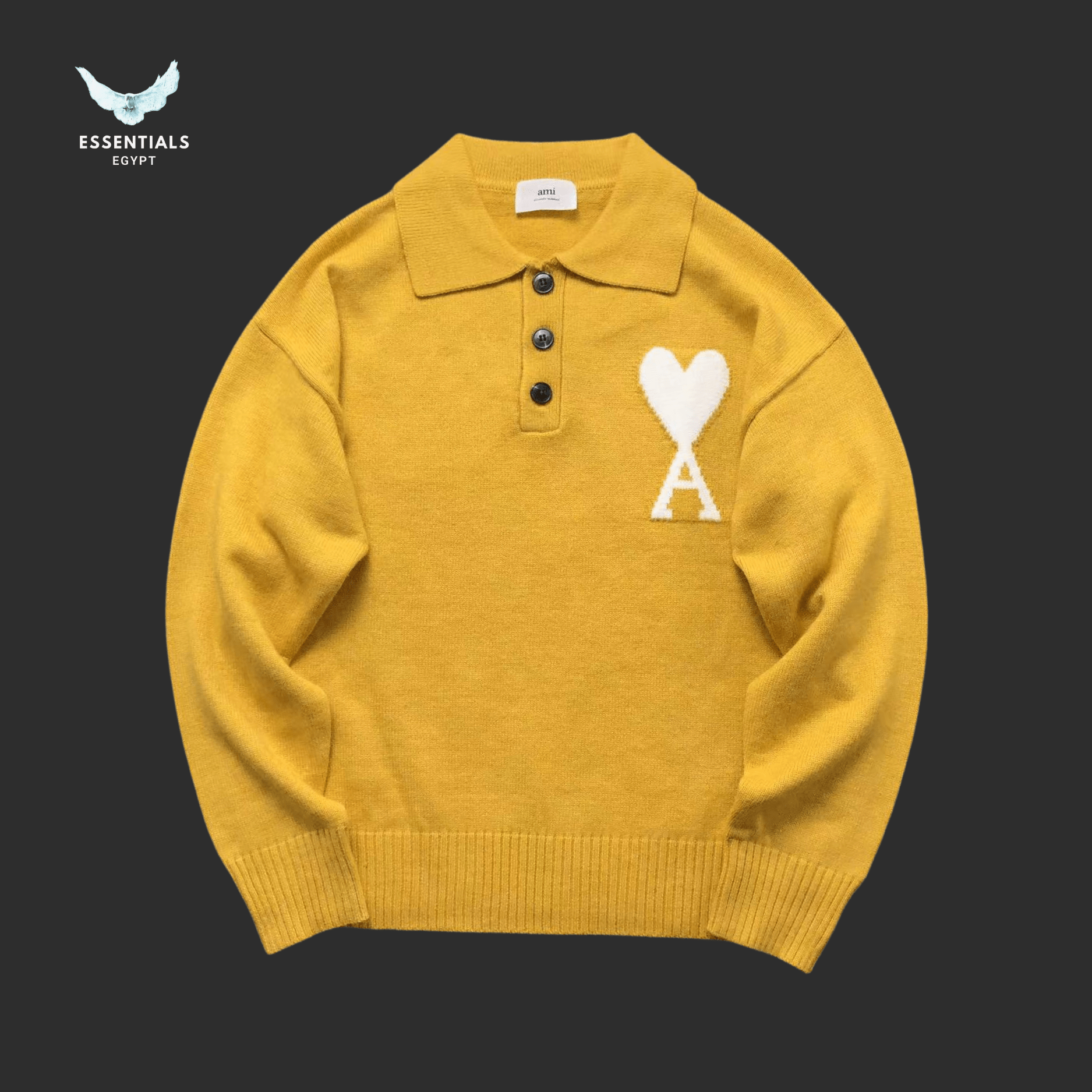 AMI Paris Polo Sweatshirt – Embroidered Heart - ESSENTIALS EGYPT