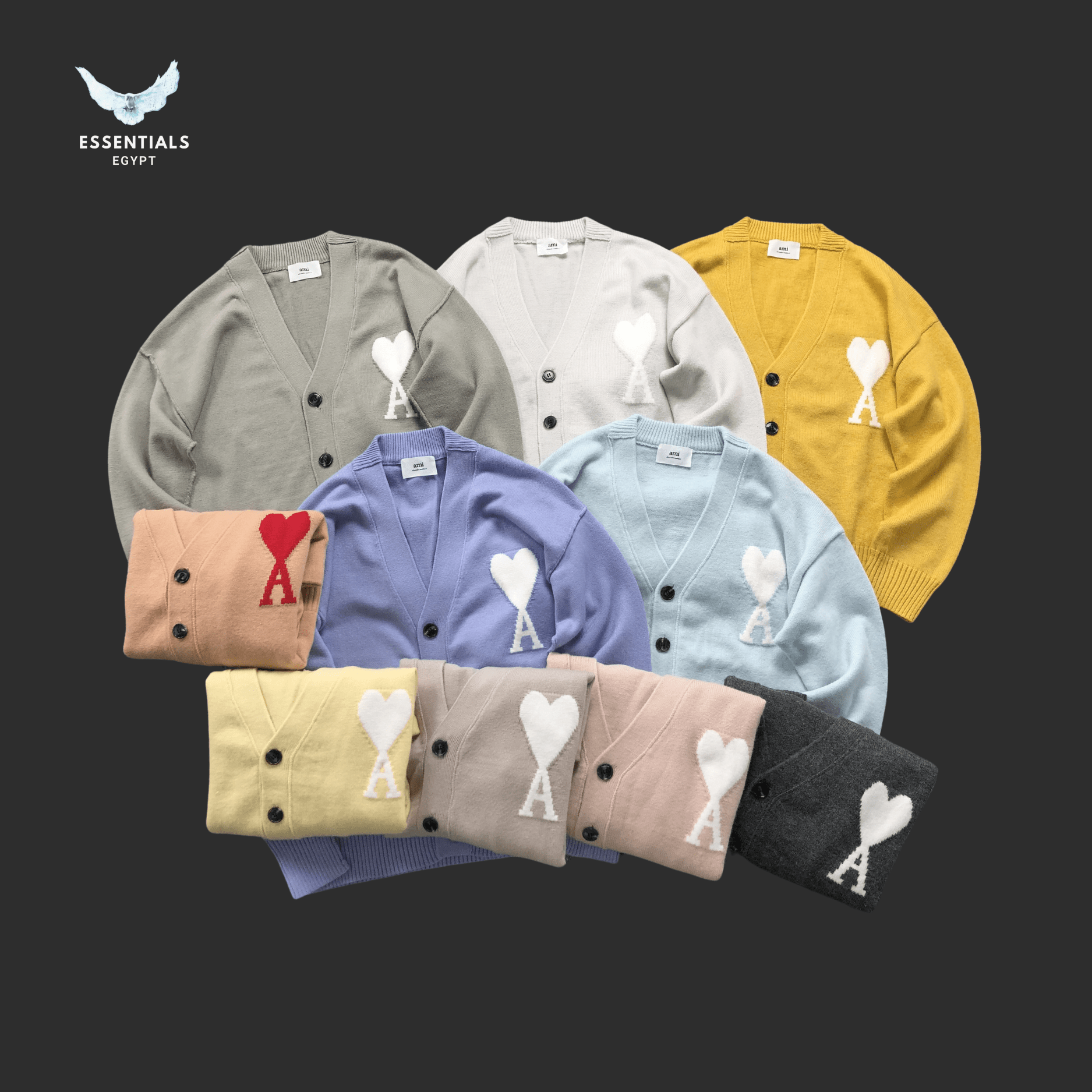 AMI Paris Sweatshirt – Heart Logo Cardigan - ESSENTIALS EGYPT