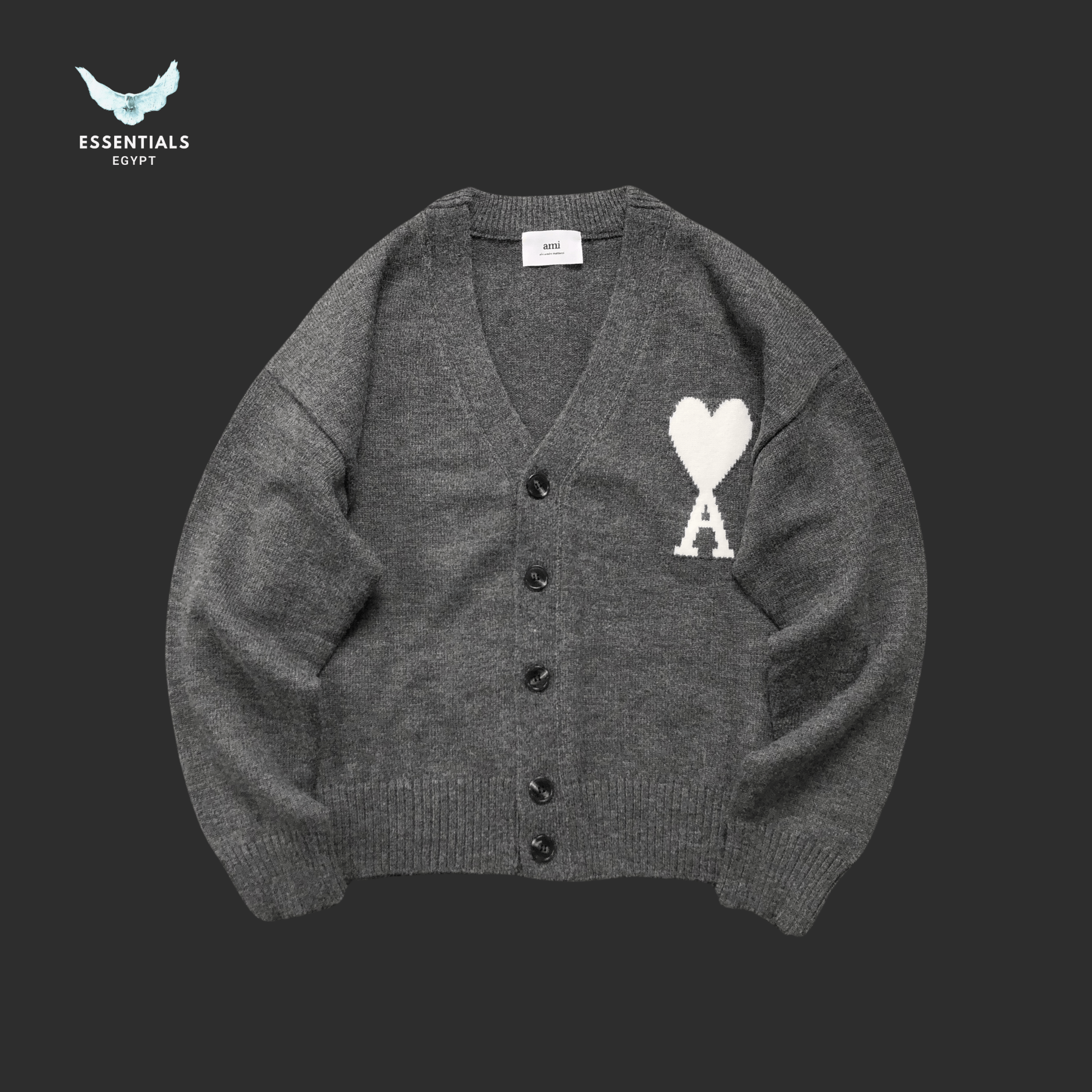 AMI Paris Sweatshirt – Heart Logo Cardigan - ESSENTIALS EGYPT