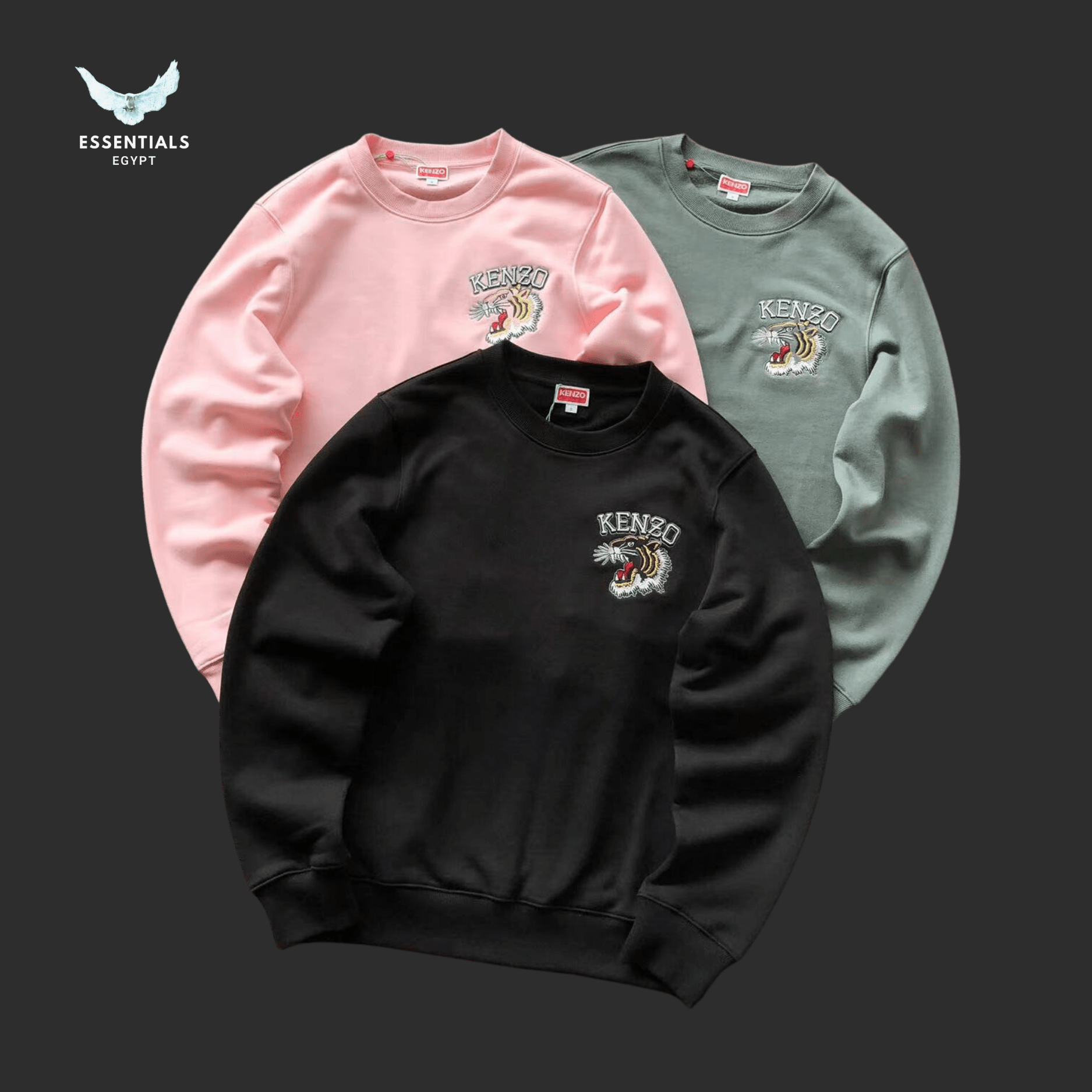 Kenzo Mini Tiger Patch Sweater – Black, Pink & Green - ESSENTIALS EGYPT