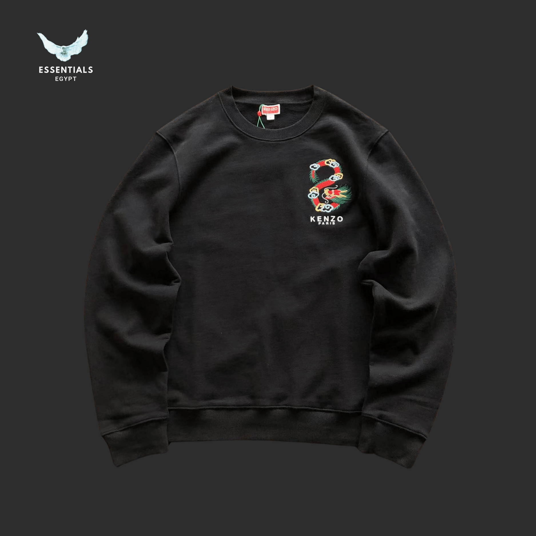 Kenzo Sweater – Dragon Patch & Red Sleeve - ESSENTIALS EGYPT