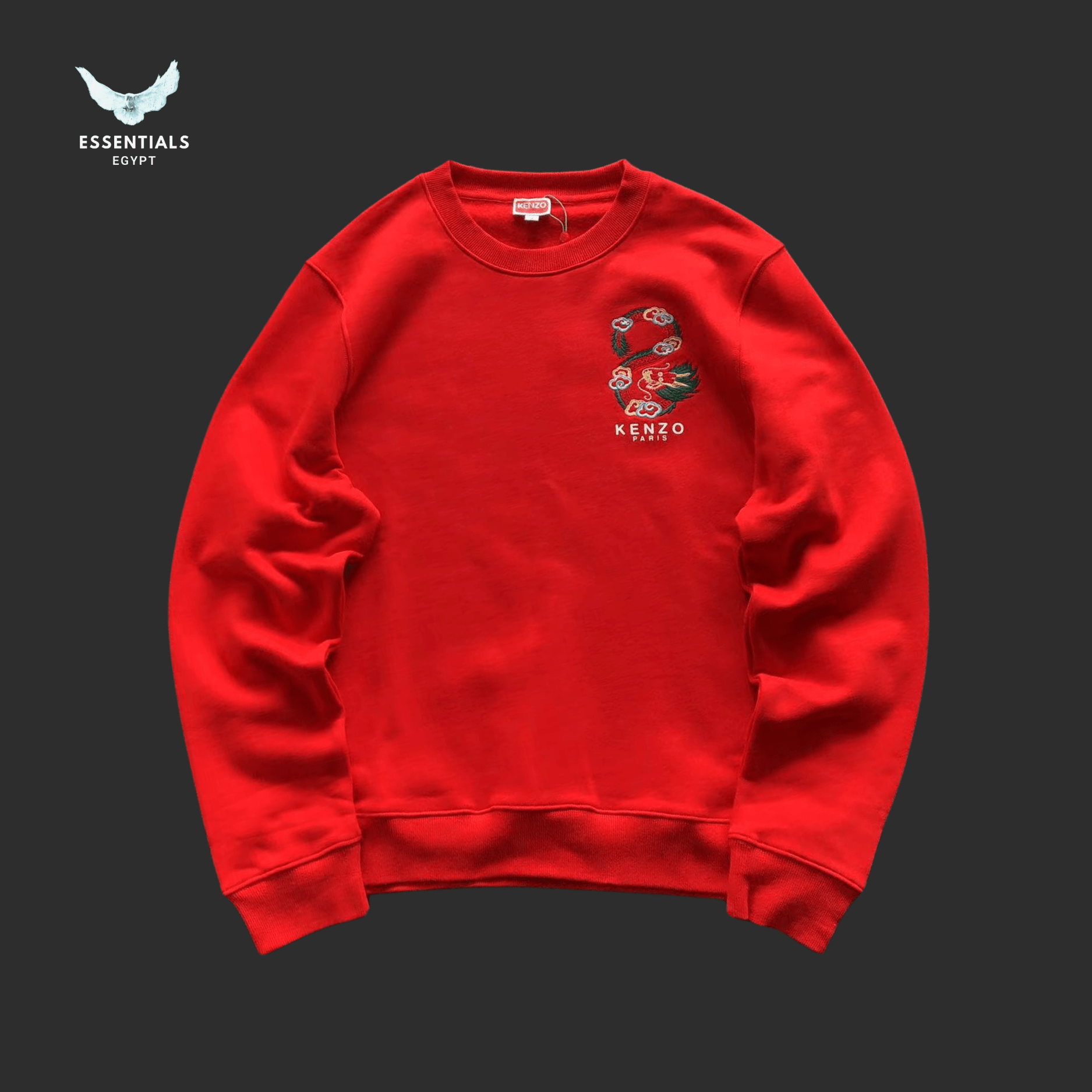 Kenzo Sweater – Dragon Patch & Red Sleeve - ESSENTIALS EGYPT