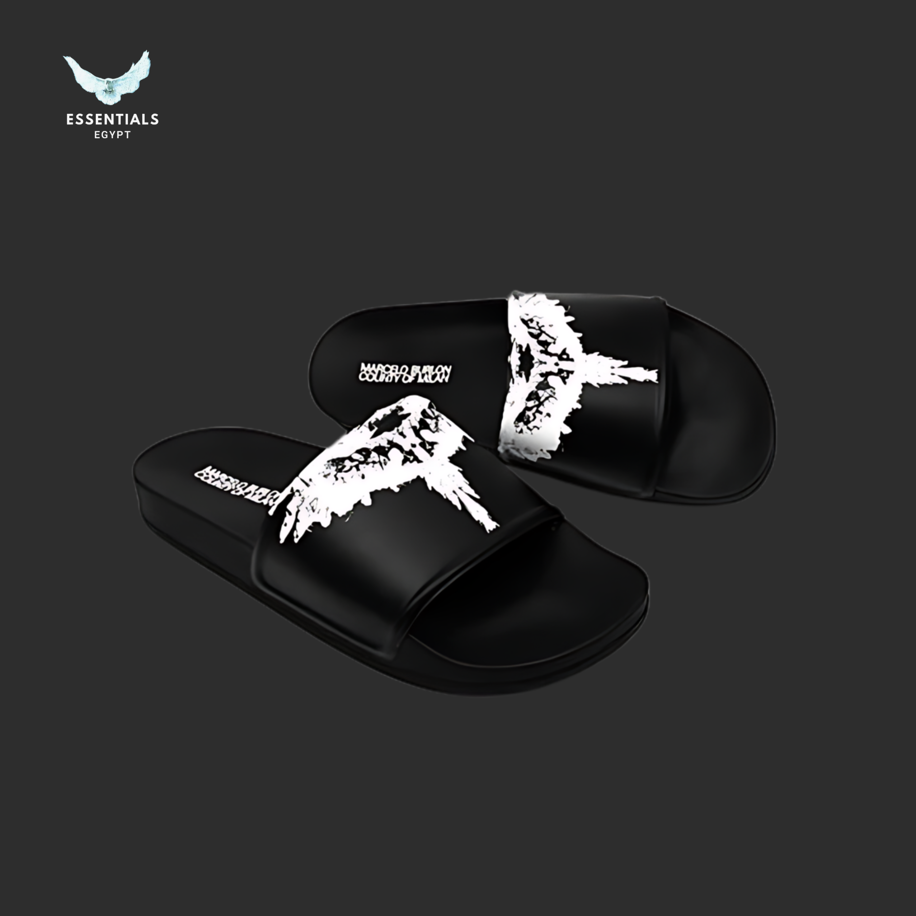 Marcelo Burlon Slides – Inverted Wings Black/White - ESSENTIALS EGYPT