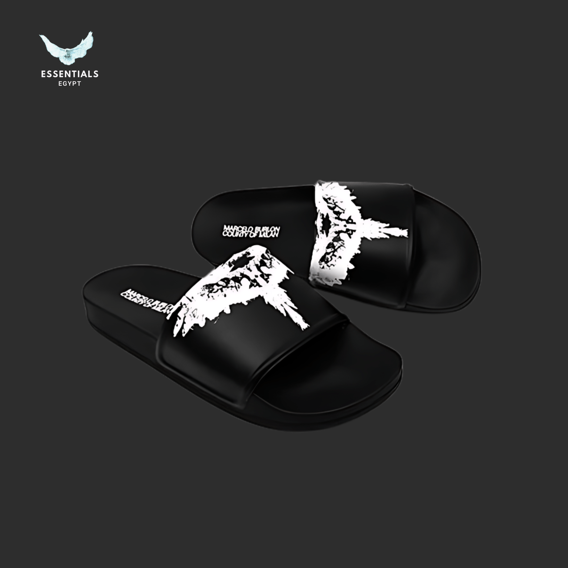 Marcelo Burlon Slides – Inverted Wings Black/White - ESSENTIALS EGYPT
