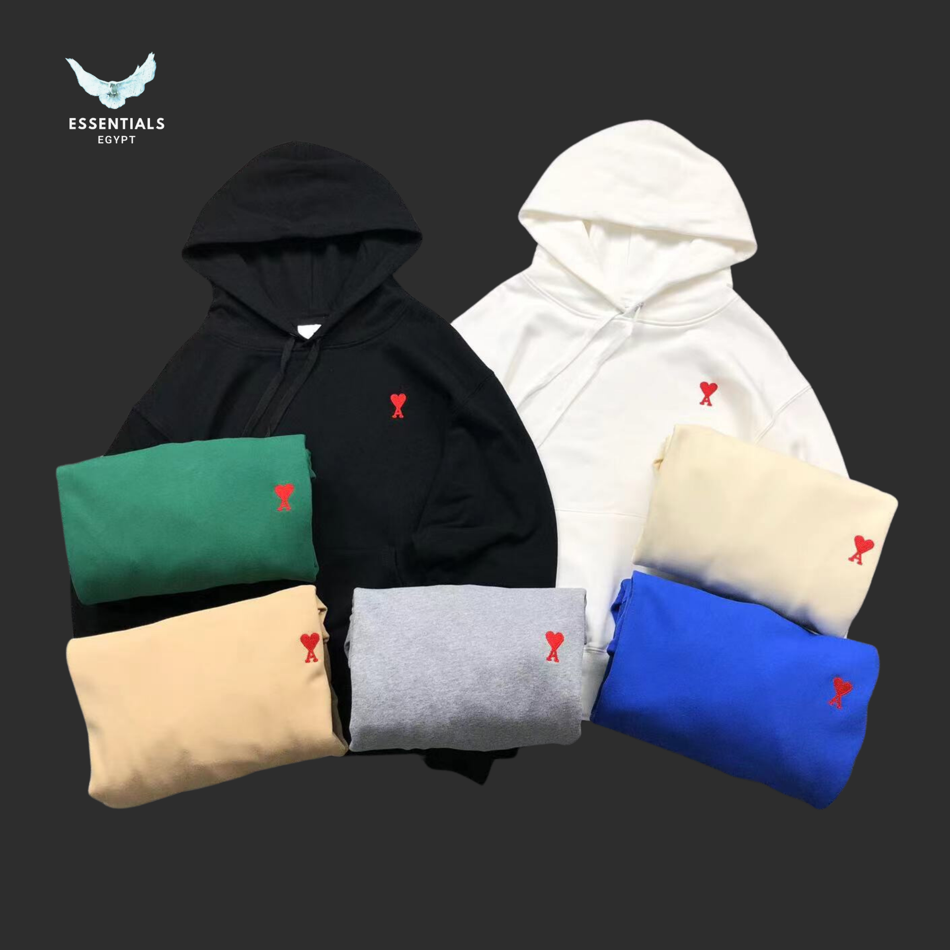 AMI Paris Hoodie – Heart Logo Fleece - ESSENTIALS EGYPT