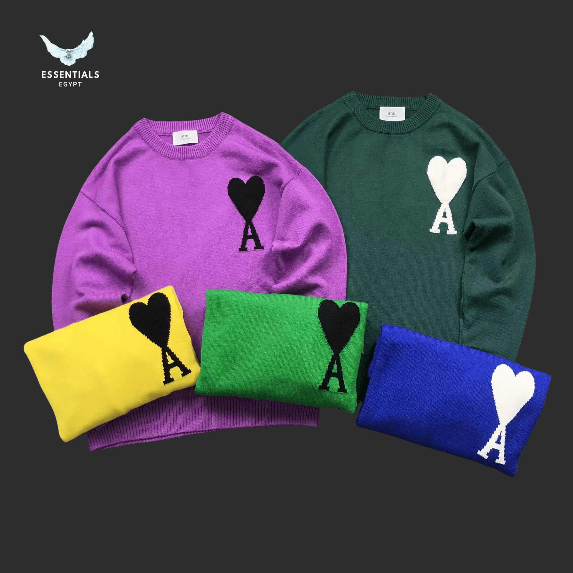 AMI Paris Sweatshirt – Oversized A Heart Print - ESSENTIALS EGYPT