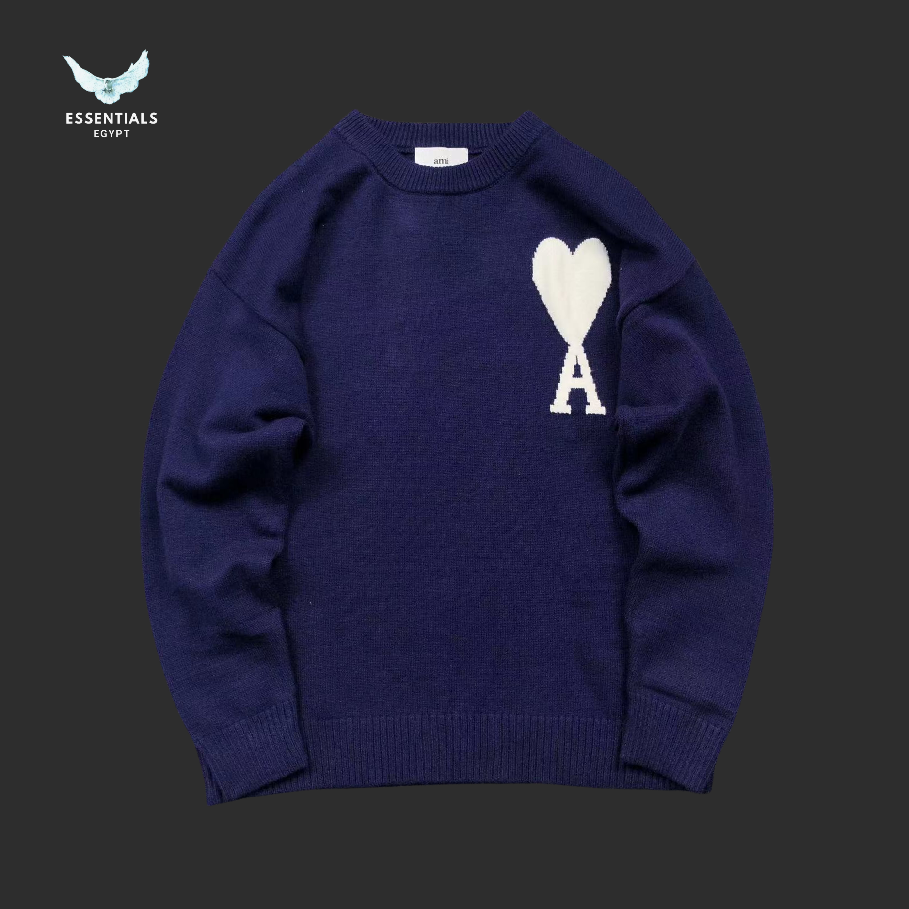 AMI Paris Sweatshirt – Contrast Heart Logo Crew - ESSENTIALS EGYPT