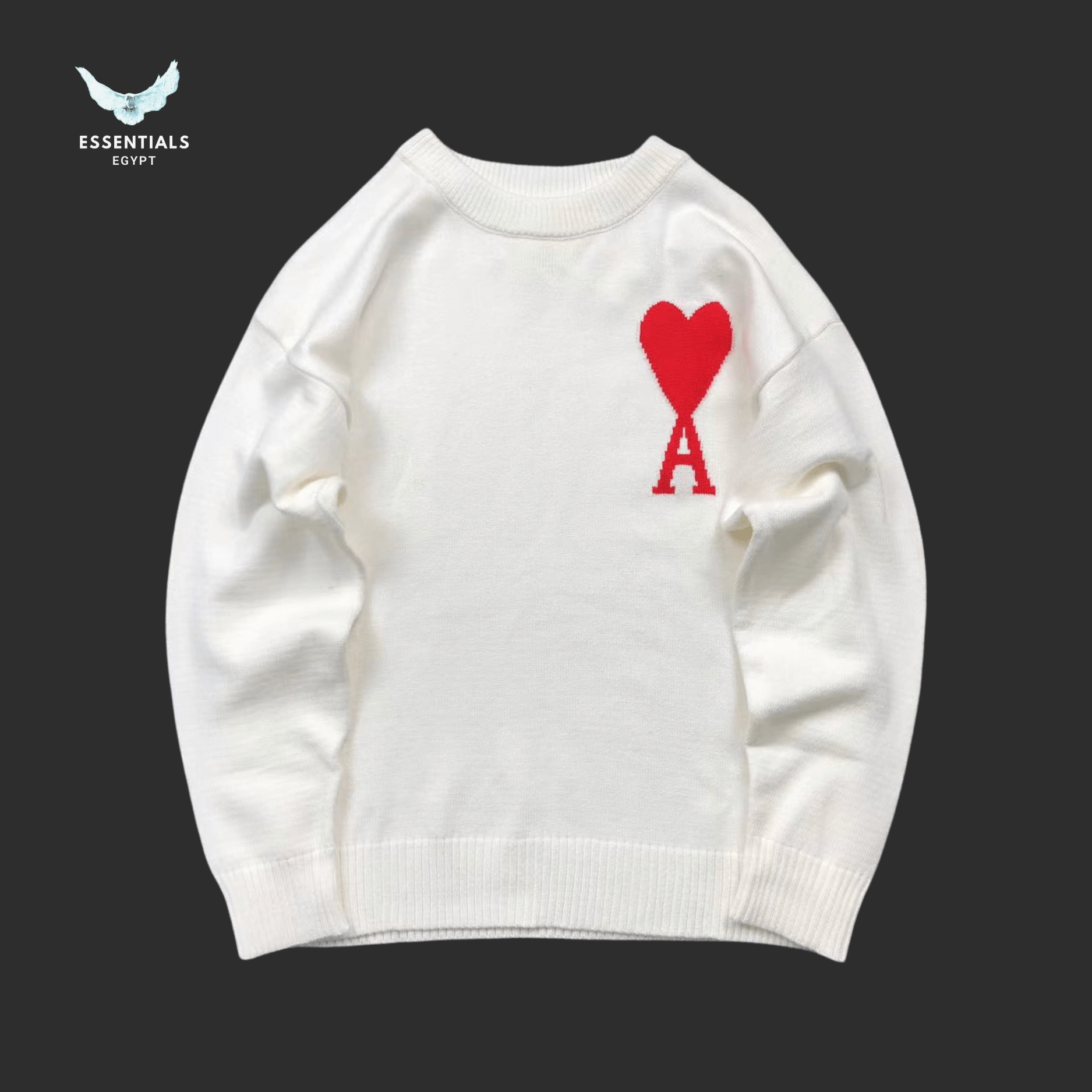 AMI Paris Sweatshirt – Contrast Heart Logo Crew - ESSENTIALS EGYPT