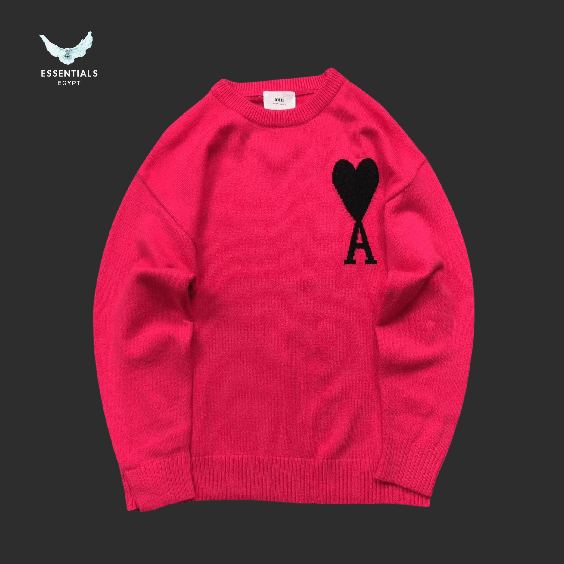 AMI Paris Sweatshirt – Contrast Heart Logo Crew - ESSENTIALS EGYPT