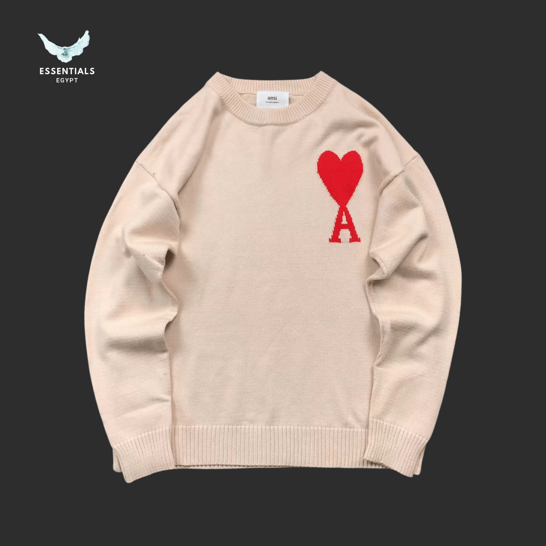 AMI Paris Sweatshirt – Contrast Heart Logo Crew - ESSENTIALS EGYPT