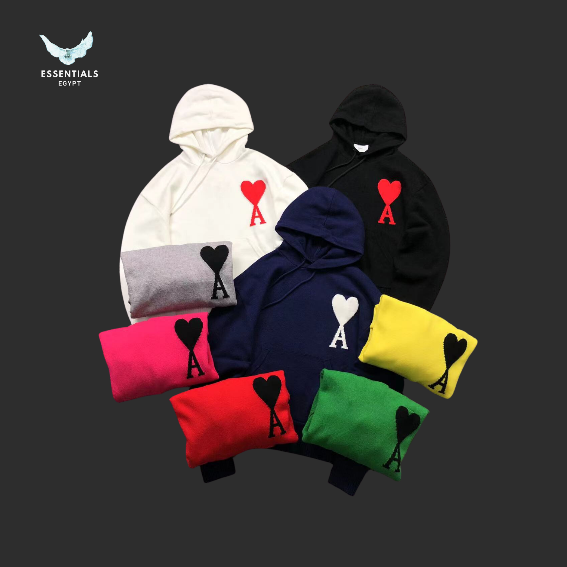 AMI Paris Hoodie – Statement Heart Colors - ESSENTIALS EGYPT