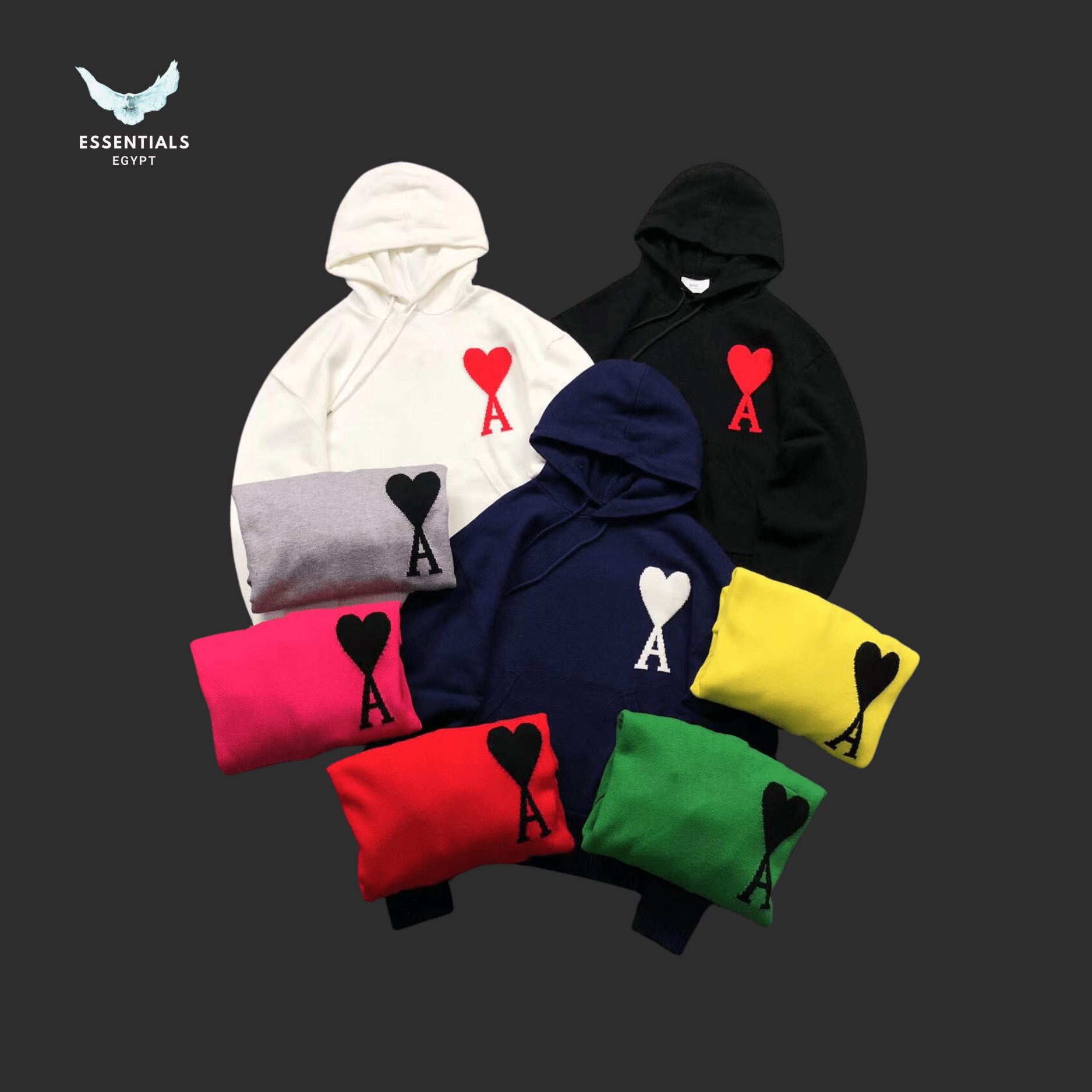 AMI Paris Hoodie – Statement Heart Colors - ESSENTIALS EGYPT